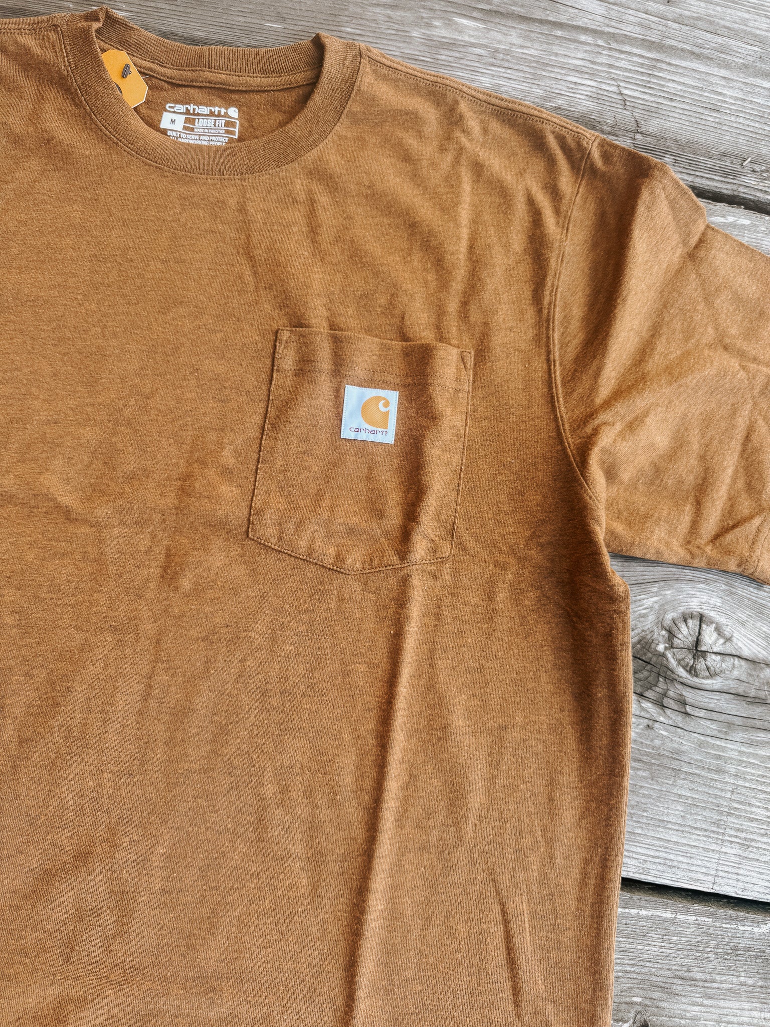 Carhartt Loose Fit Heavyweight Short-Sleeve Pocket T-Shirt in Oiled Walnut Heather