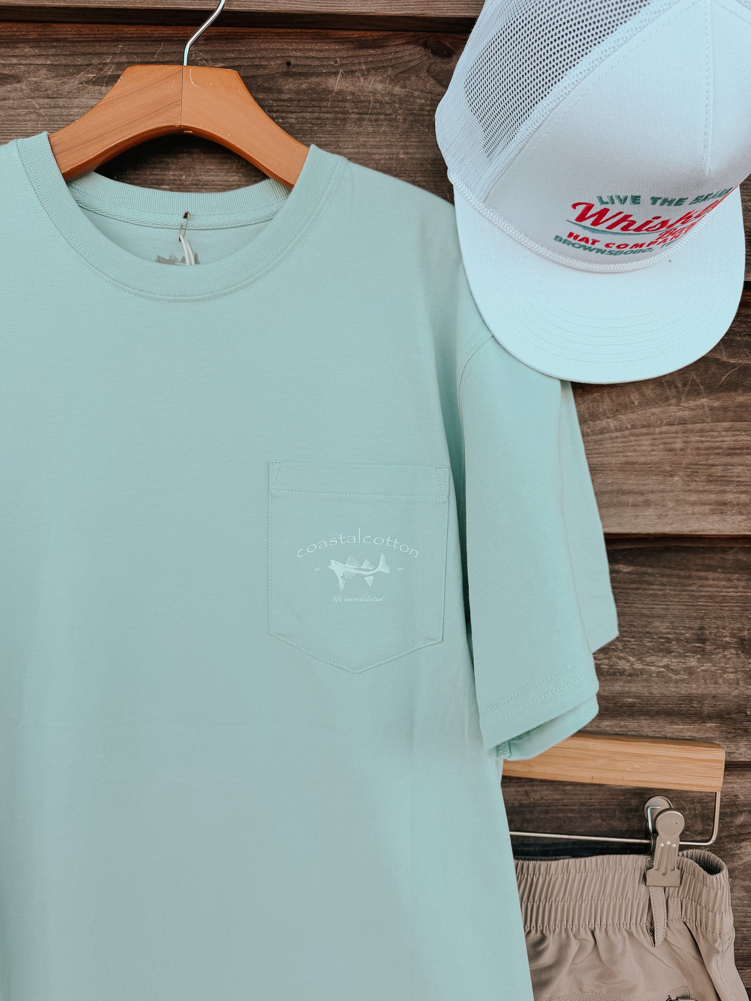 Men's Coastal Cotton Red Snapper T-Shirt - Mint Blue