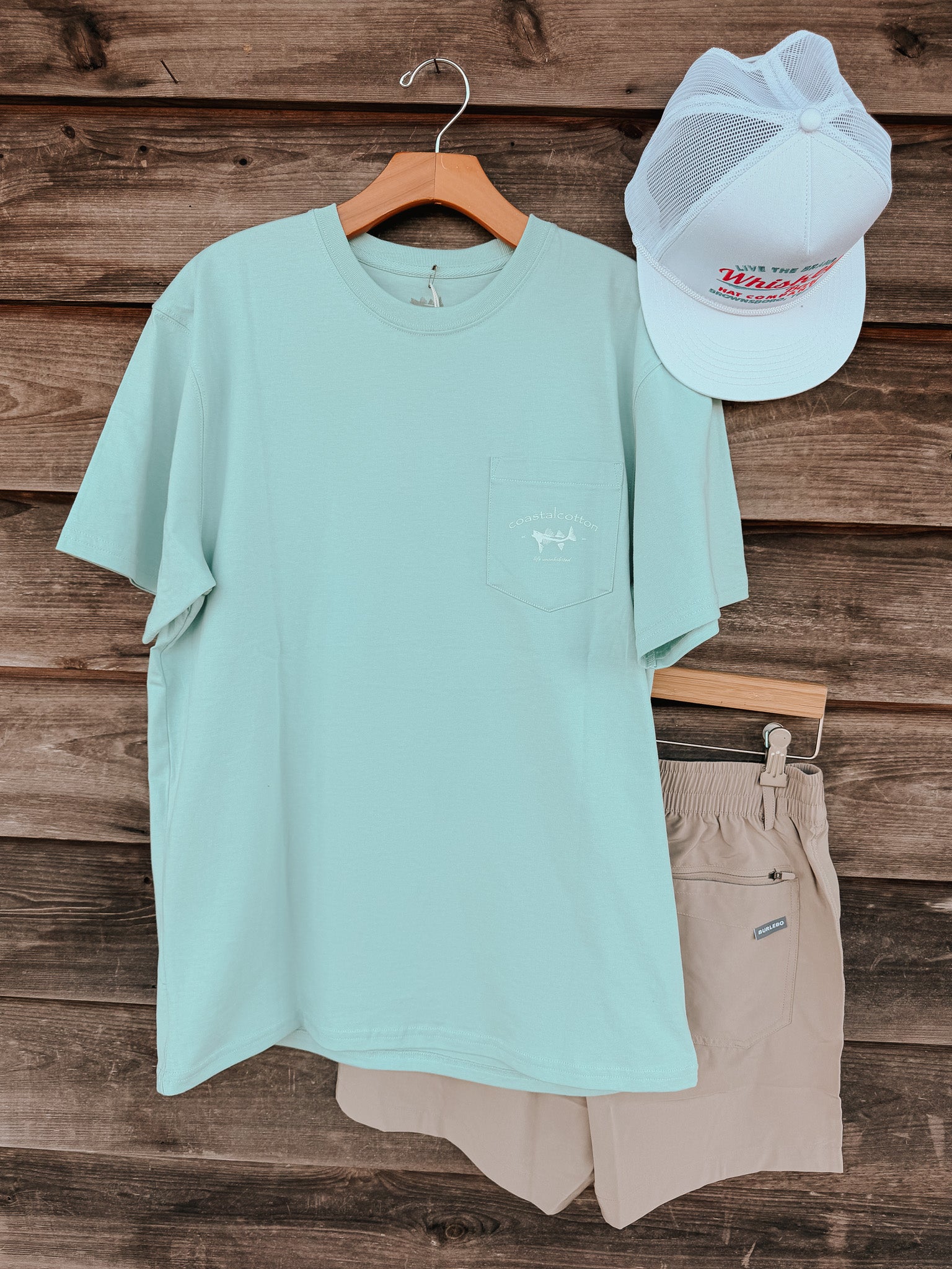 Men's Coastal Cotton Red Snapper T-Shirt - Mint Blue