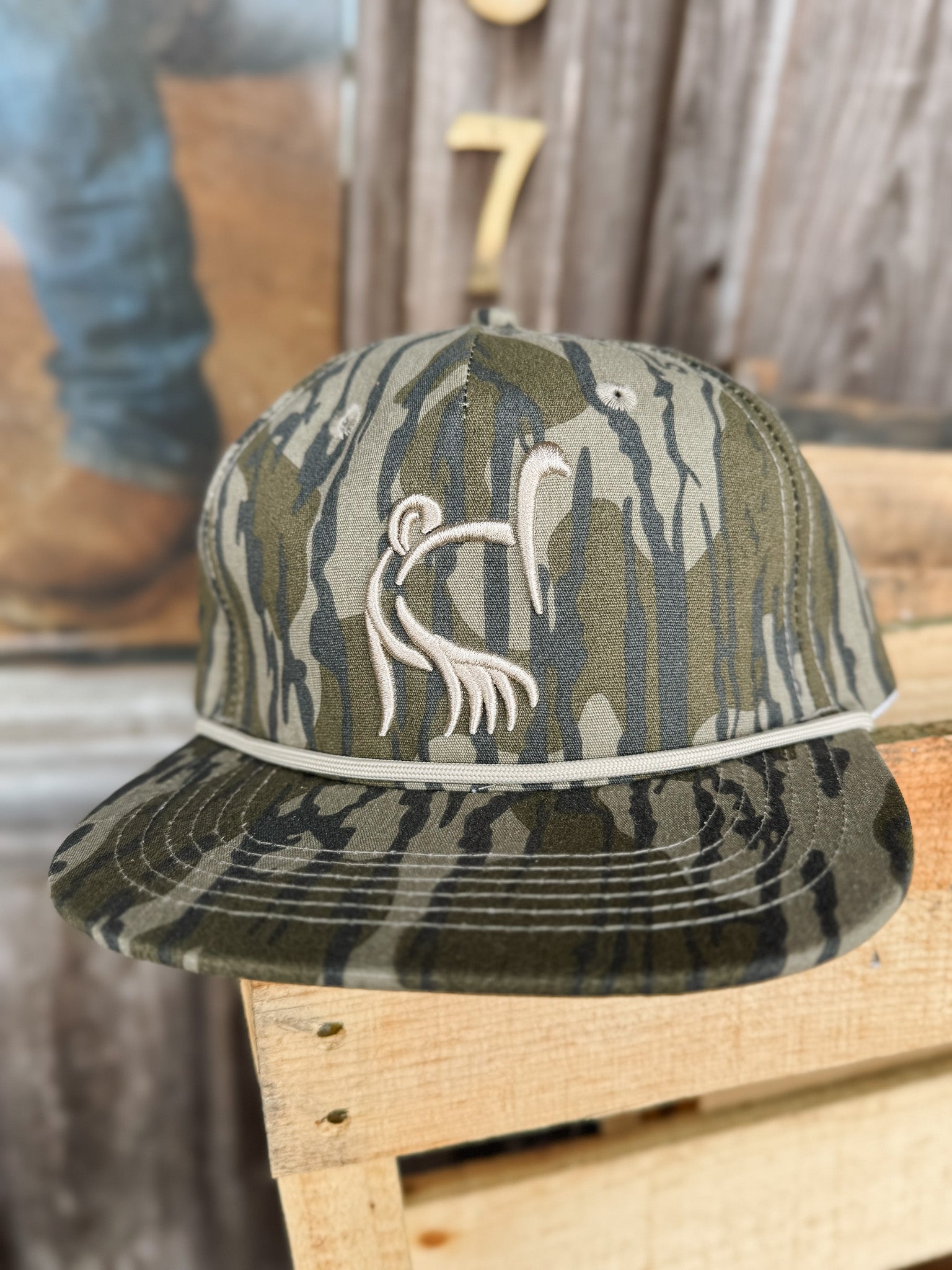 Ol' Tom X Lost Hat Goat Rope Cap in Mossy Oak Bottomland
