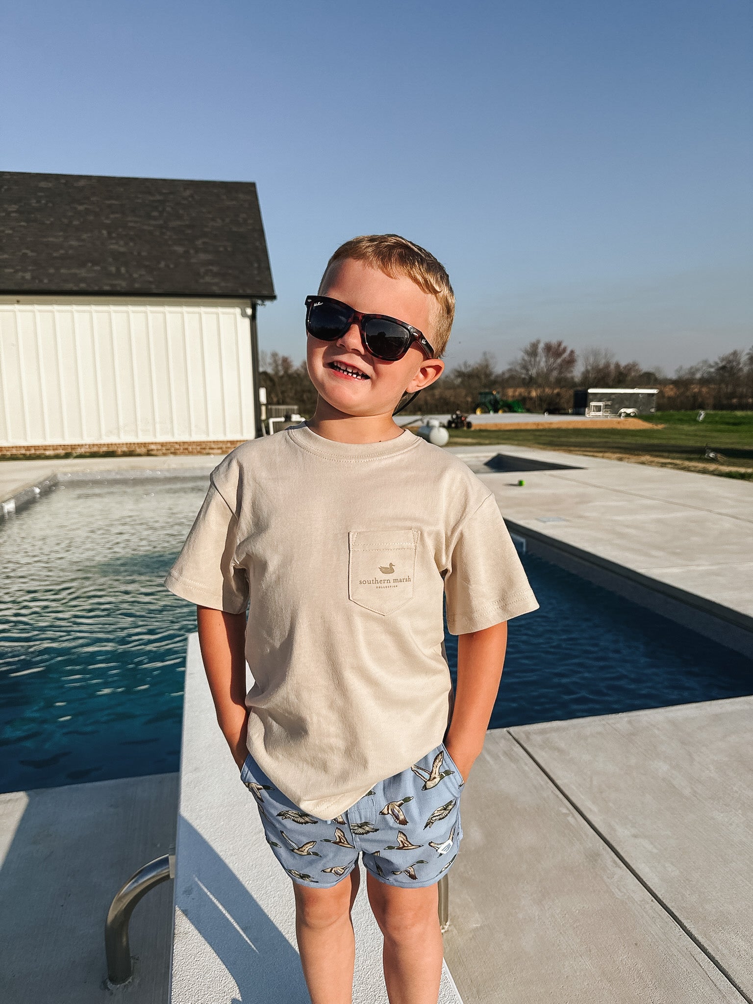 Youth Southern Marsh Camo Bass T-Shirt in Ash Grey