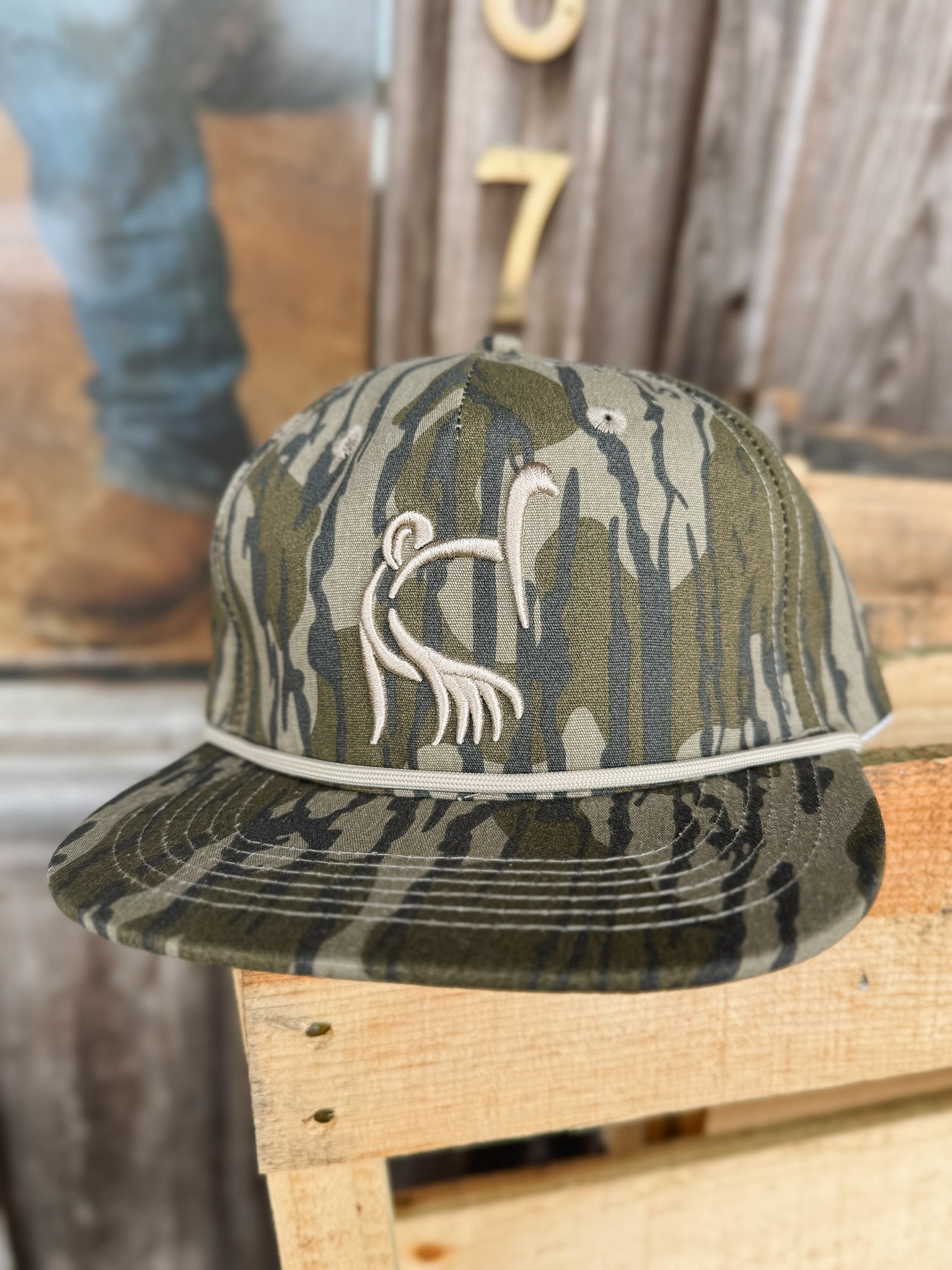 Ol' Tom X Lost Hat Goat Rope Cap in Mossy Oak Bottomland