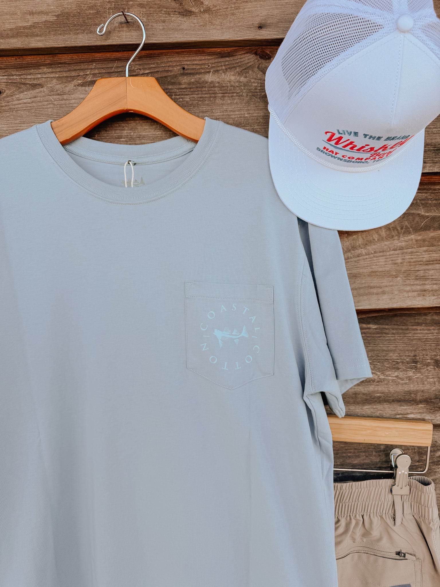 Men's Coastal Cotton Oval Marlin T-Shirt - Blue Fog