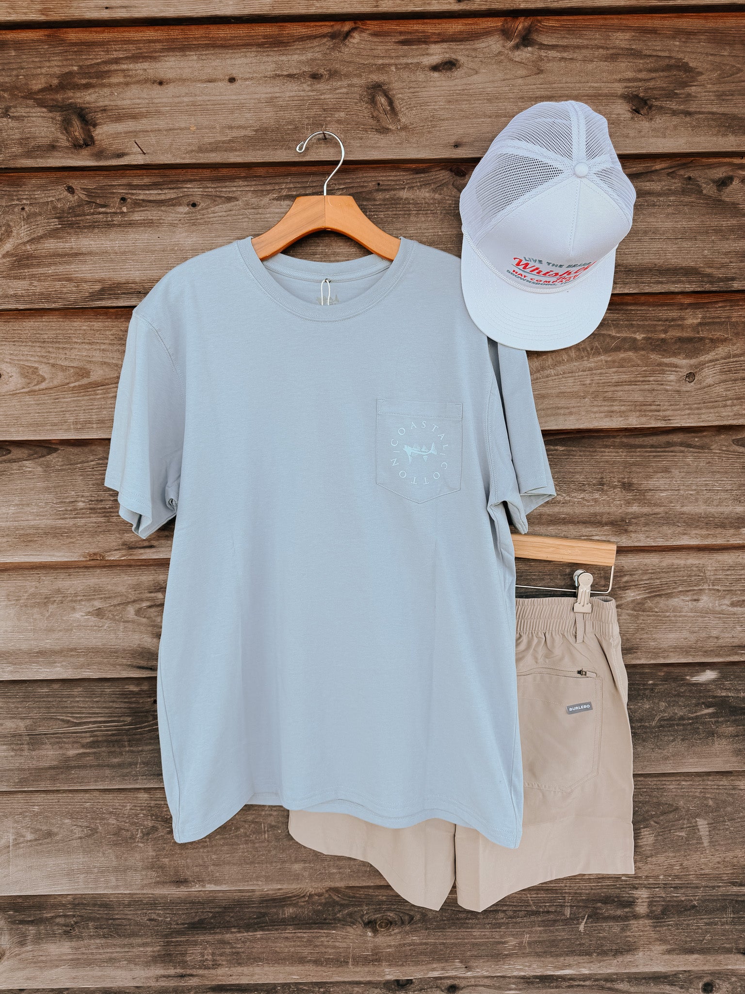 Men's Coastal Cotton Oval Marlin T-Shirt - Blue Fog