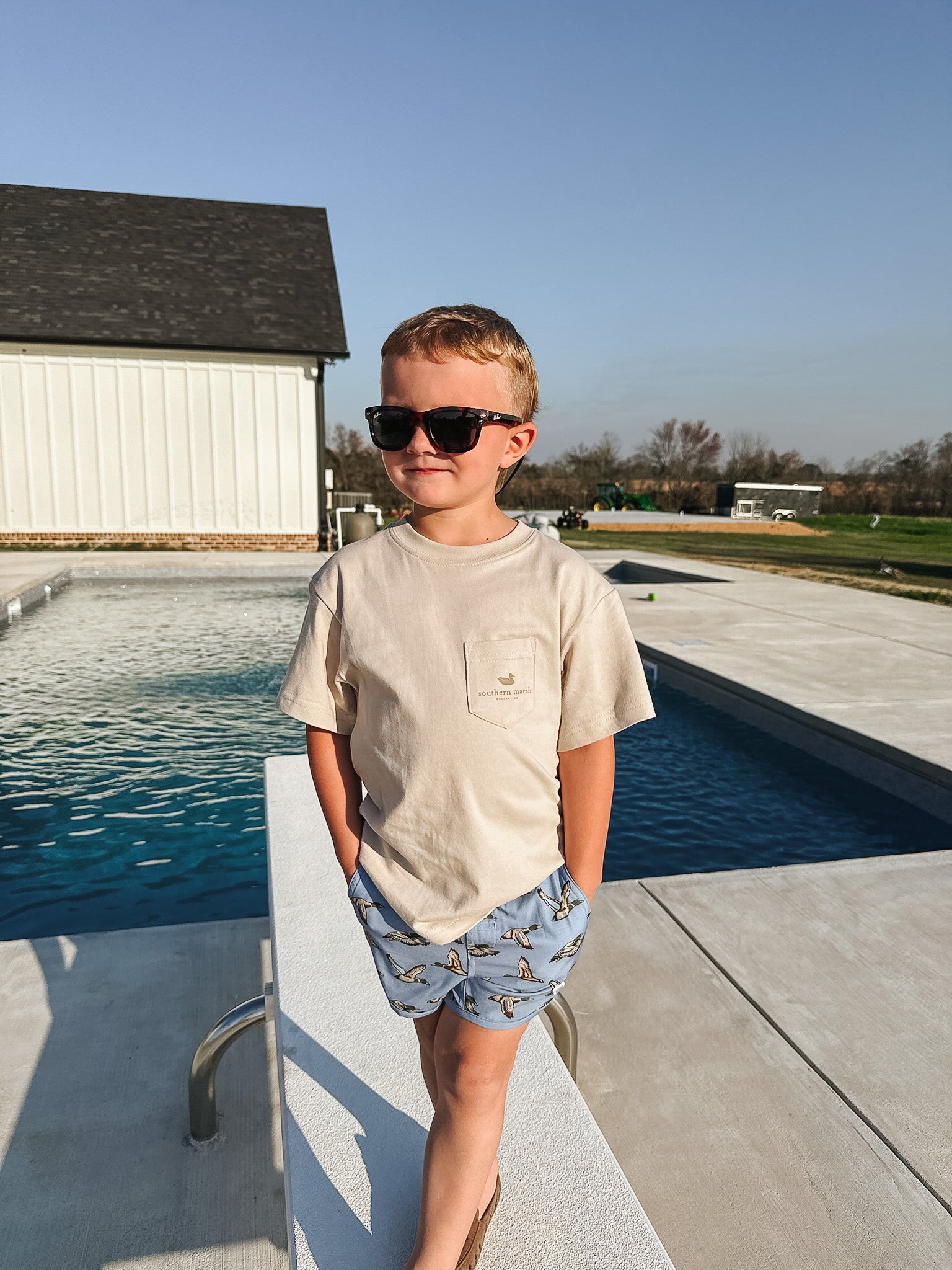 Youth Southern Marsh Camo Bass T-Shirt in Ash Grey