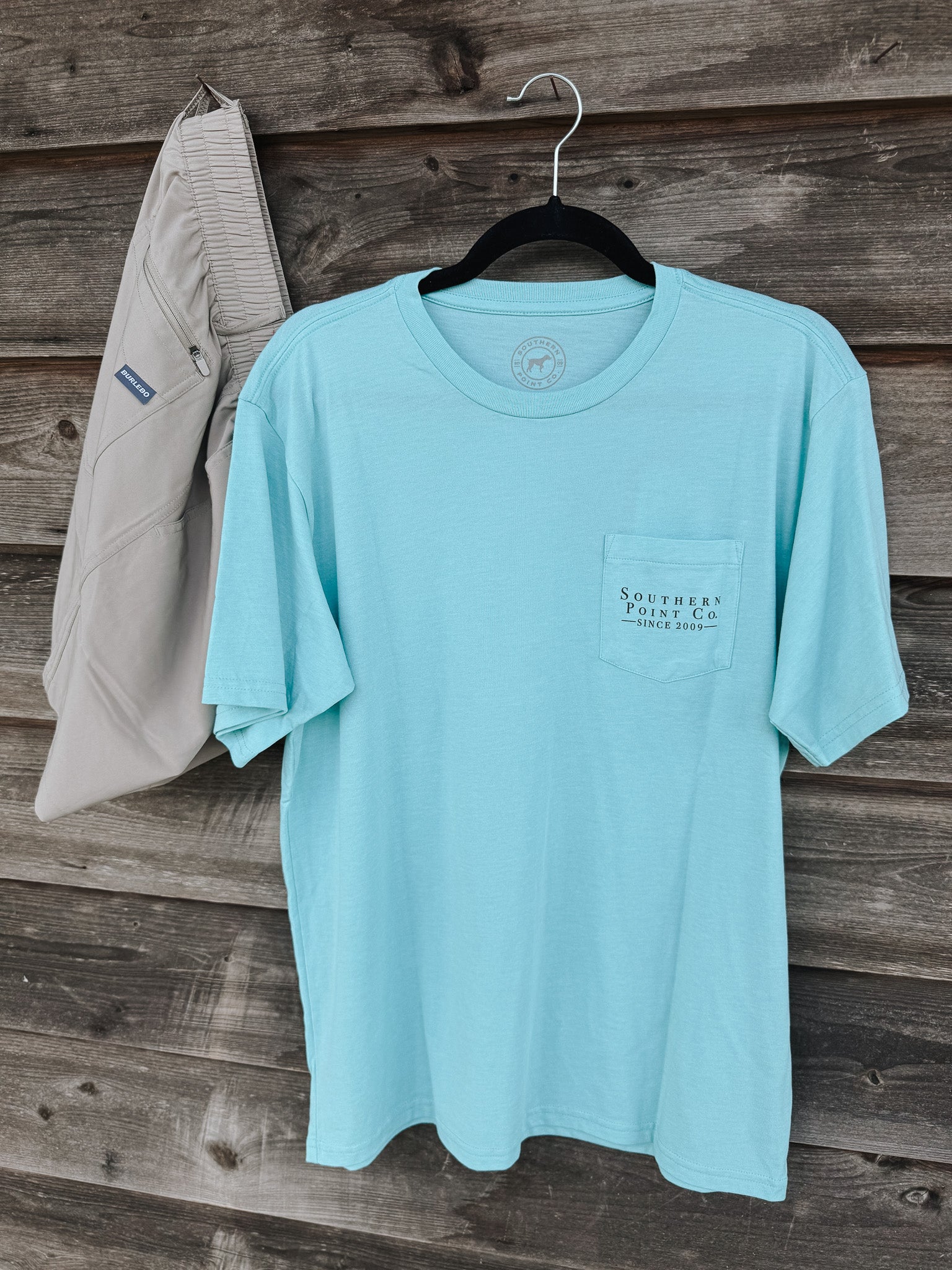 Southern Point Co. Greyton Detail T-Shirt in Pool Water