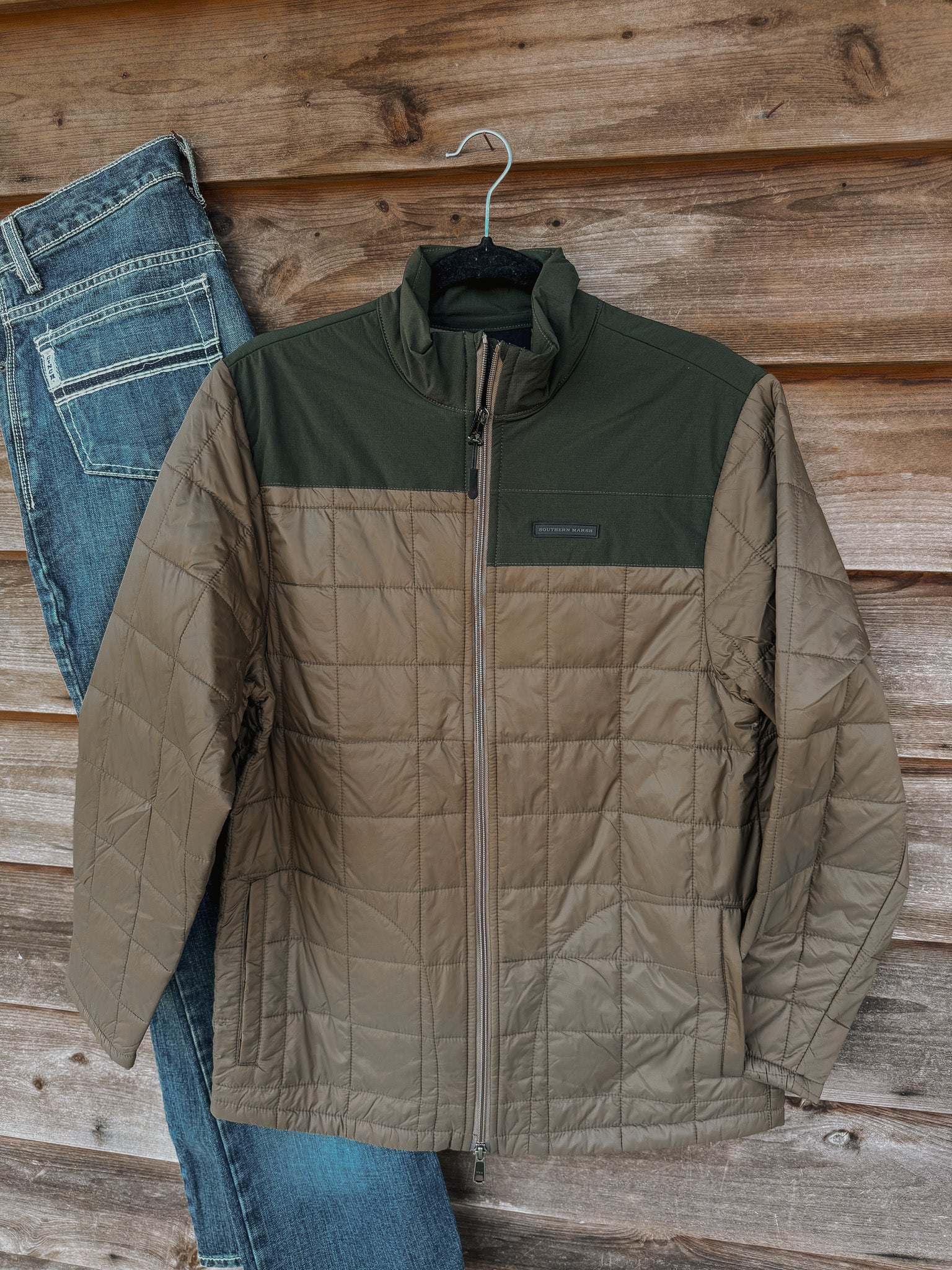 Men's Southern Marsh Falcon Hill Quilted Jacket in Stone Brown