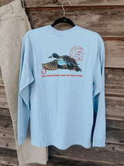 Coastal Cotton Duck Stamp Long Sleeve T-Shirt in Blue Fog