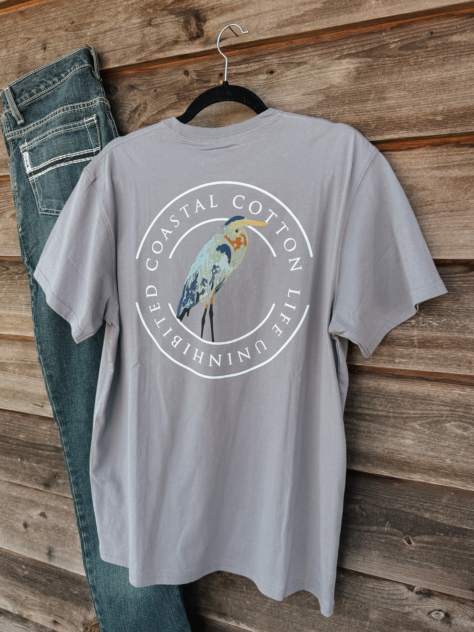 Coastal Cotton Heron T-Shirt in Eventide