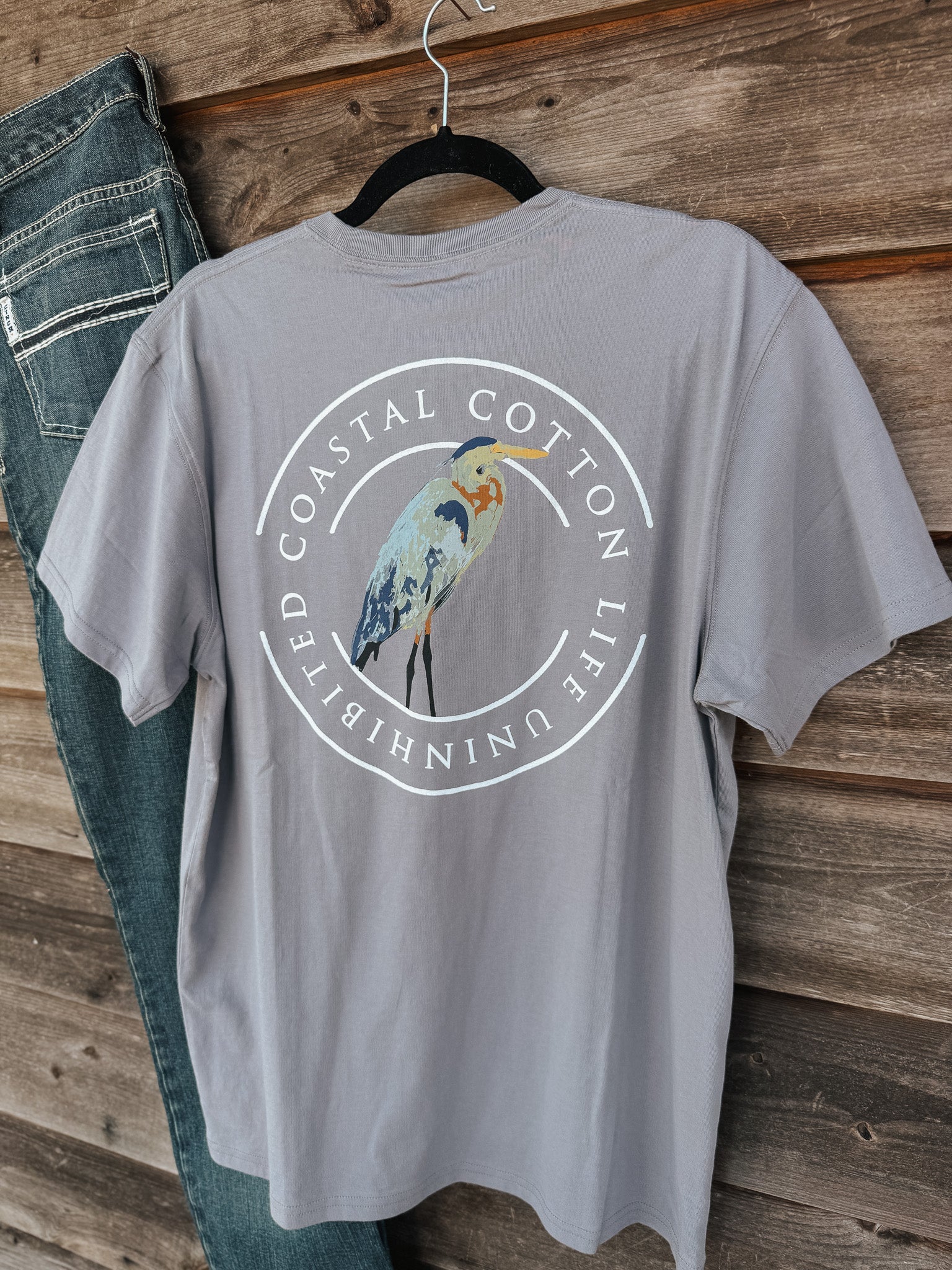 Coastal Cotton Heron T-Shirt in Eventide