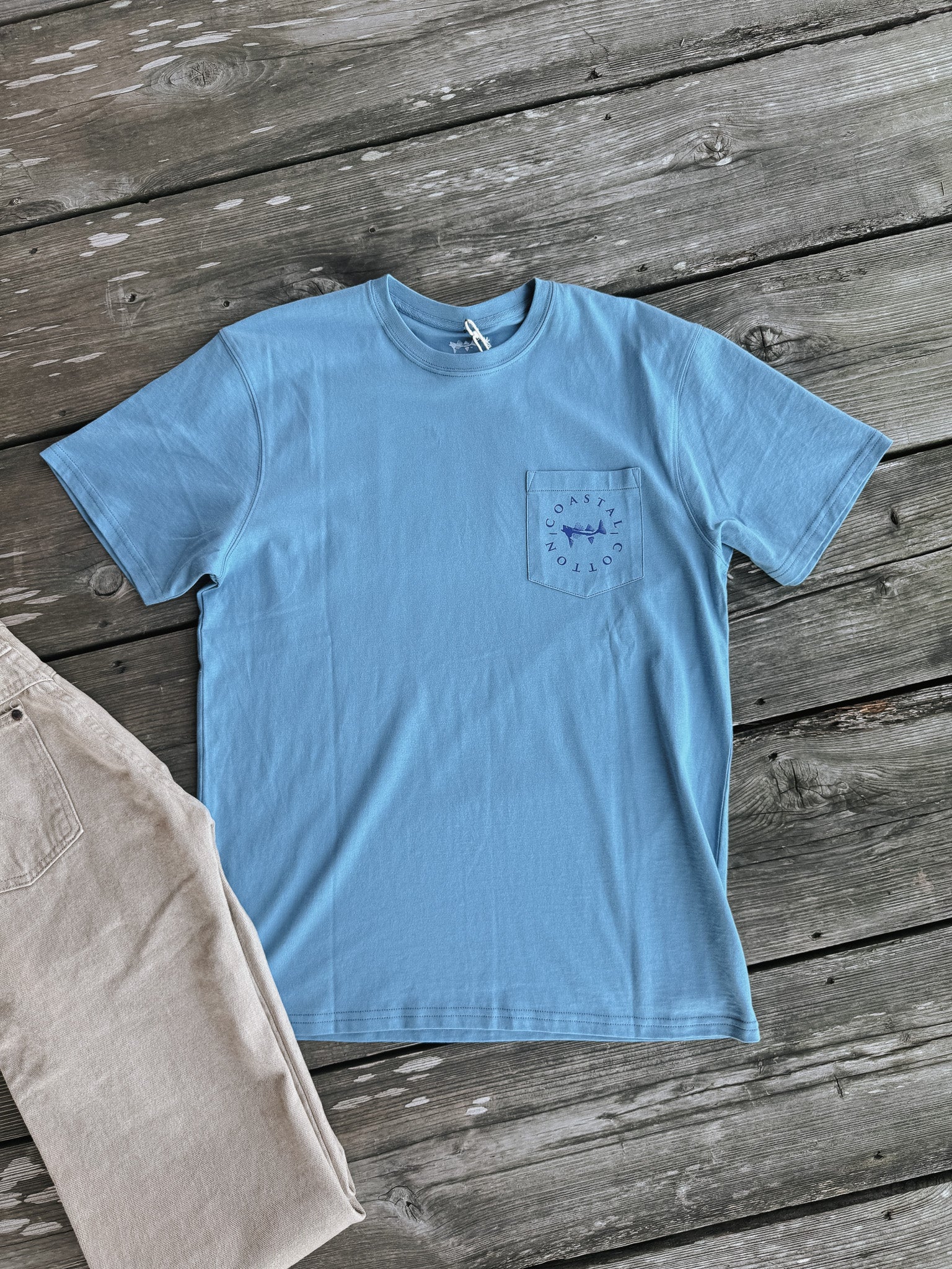 Coastal Cotton Oxford T-Shirt in Pacific