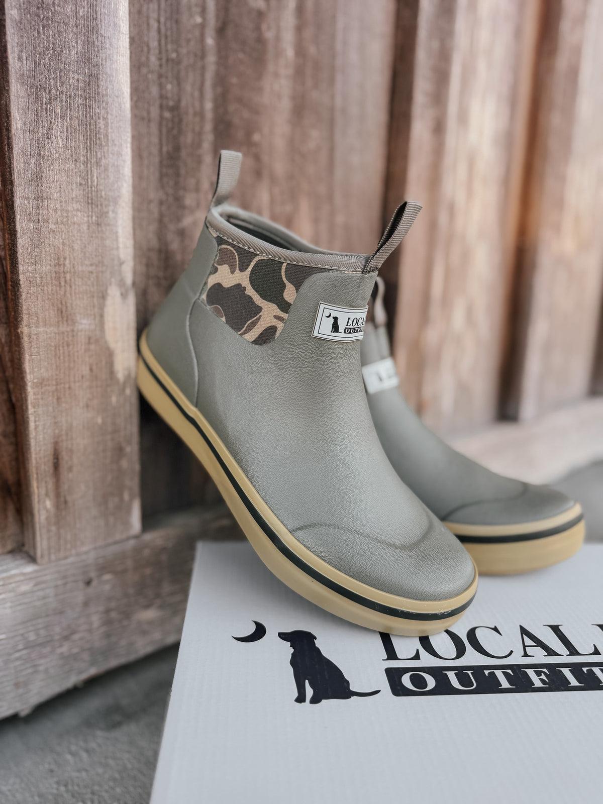 Local Boy | Men's Rubber Boots - Dark Olive/Retro Camo