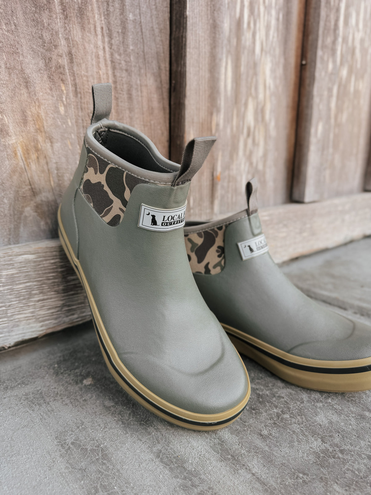 Local Boy | Men's Rubber Boots - Dark Olive/Retro Camo