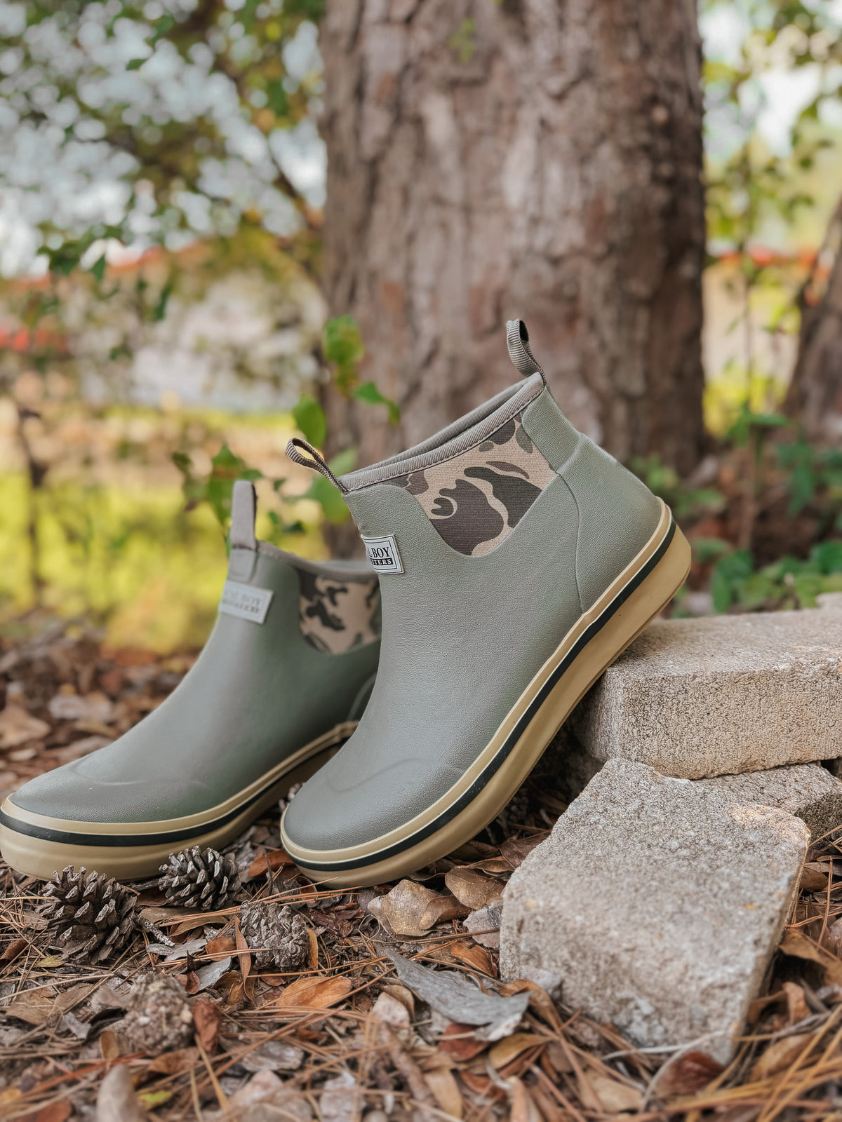 Local Boy | Men's Rubber Boots - Dark Olive/Retro Camo