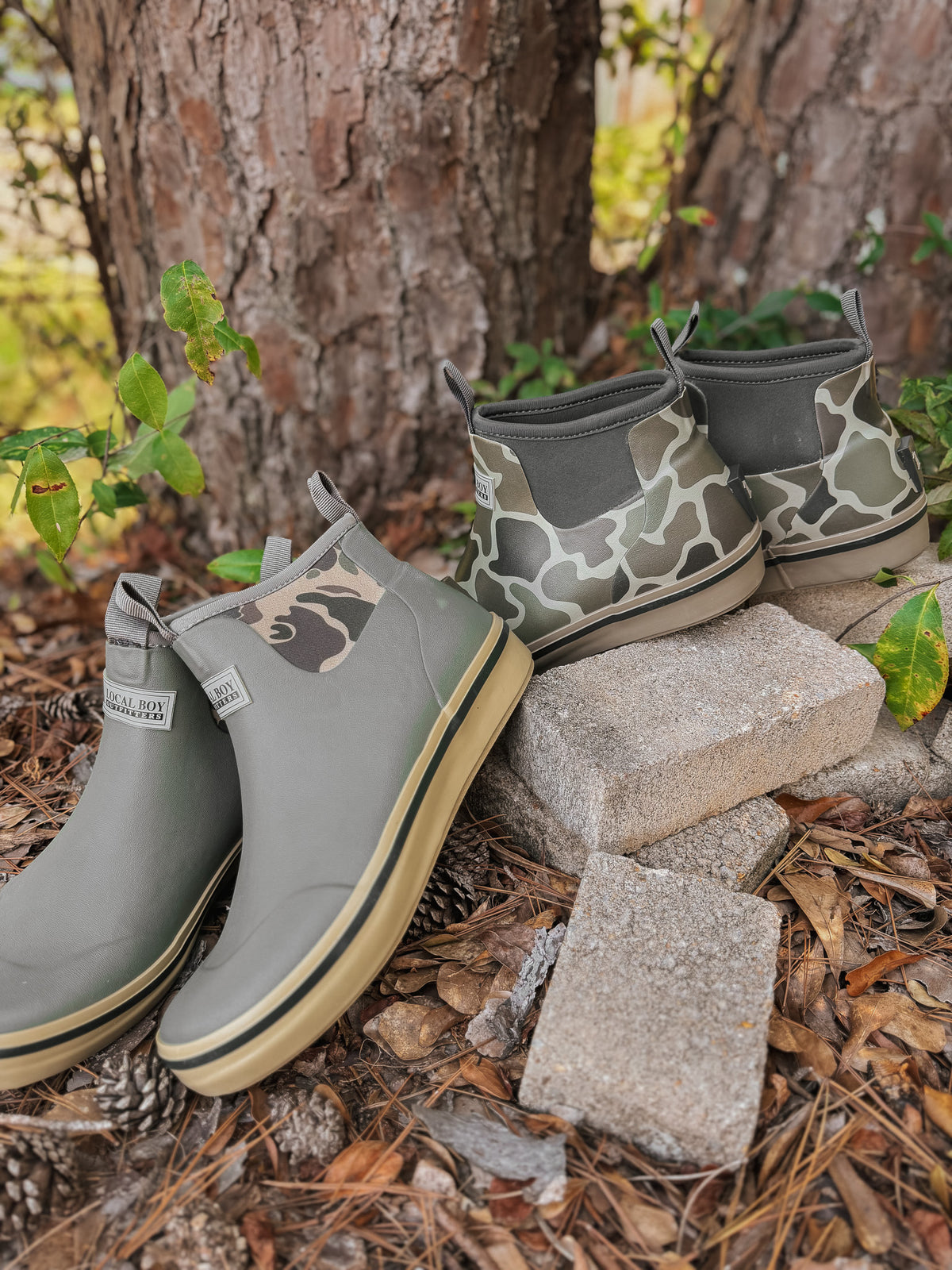 Local Boy | Men's Rubber Boots - Dark Olive/Retro Camo