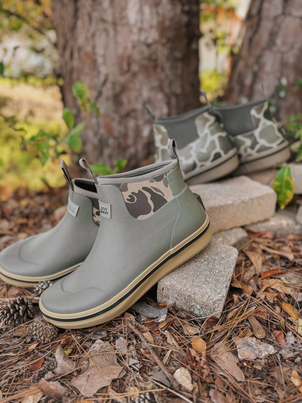 Local Boy | Men's Rubber Boots - Dark Olive/Retro Camo