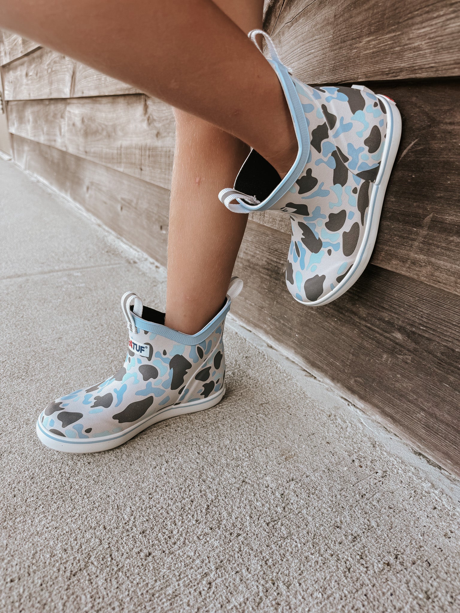 Little Kid's Xtratuf Ankle Deck Boots in Ice Duck Camo