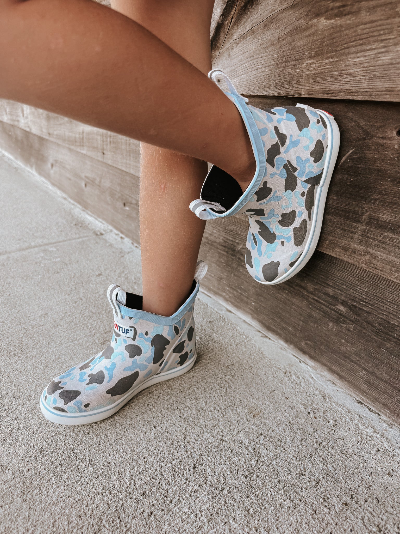 Little Kid's Xtratuf Ankle Deck Boots in Ice Duck Camo