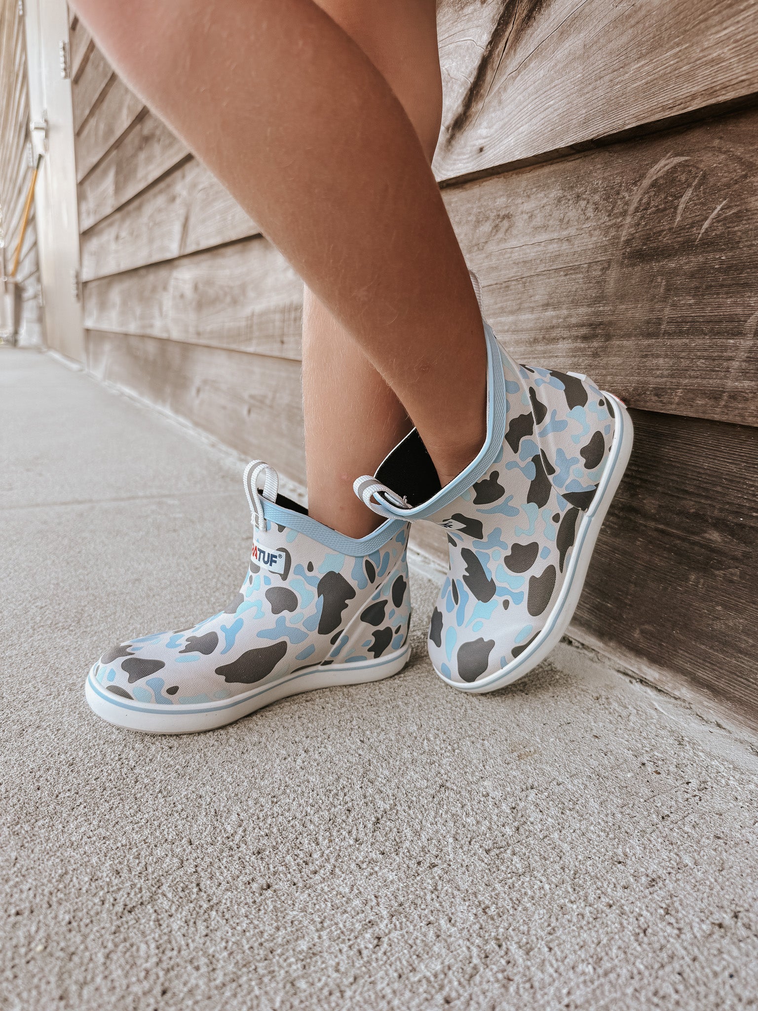 Little Kid's Xtratuf Ankle Deck Boots in Ice Duck Camo