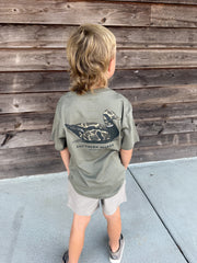 Youth Southern Marsh Vintage Camo Duck Decoy T-Shirt in Stonewall Olive