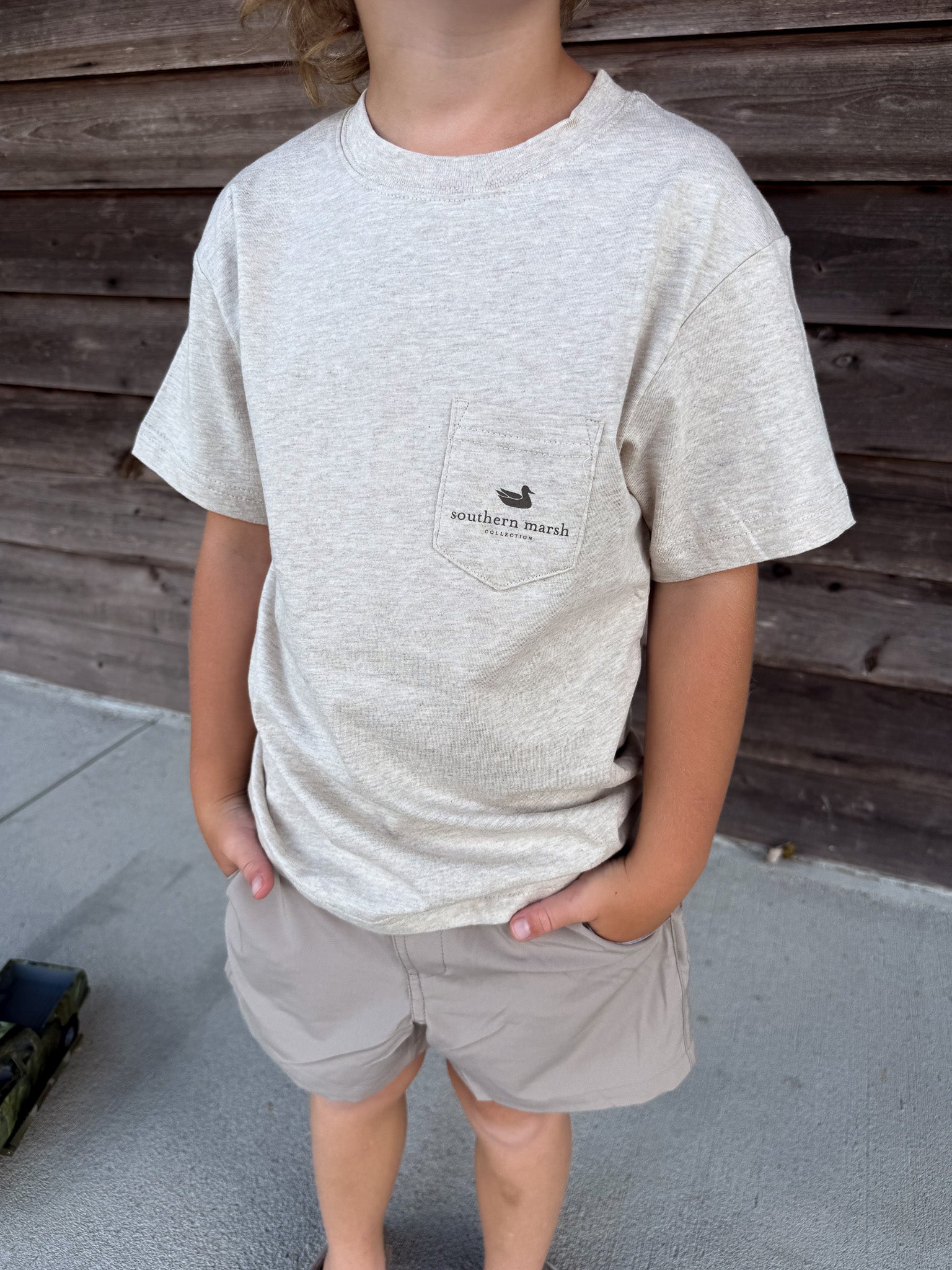 Youth Southern Marsh Vintage Camo Duck Decoy T-Shirt in Washed Oatmeal