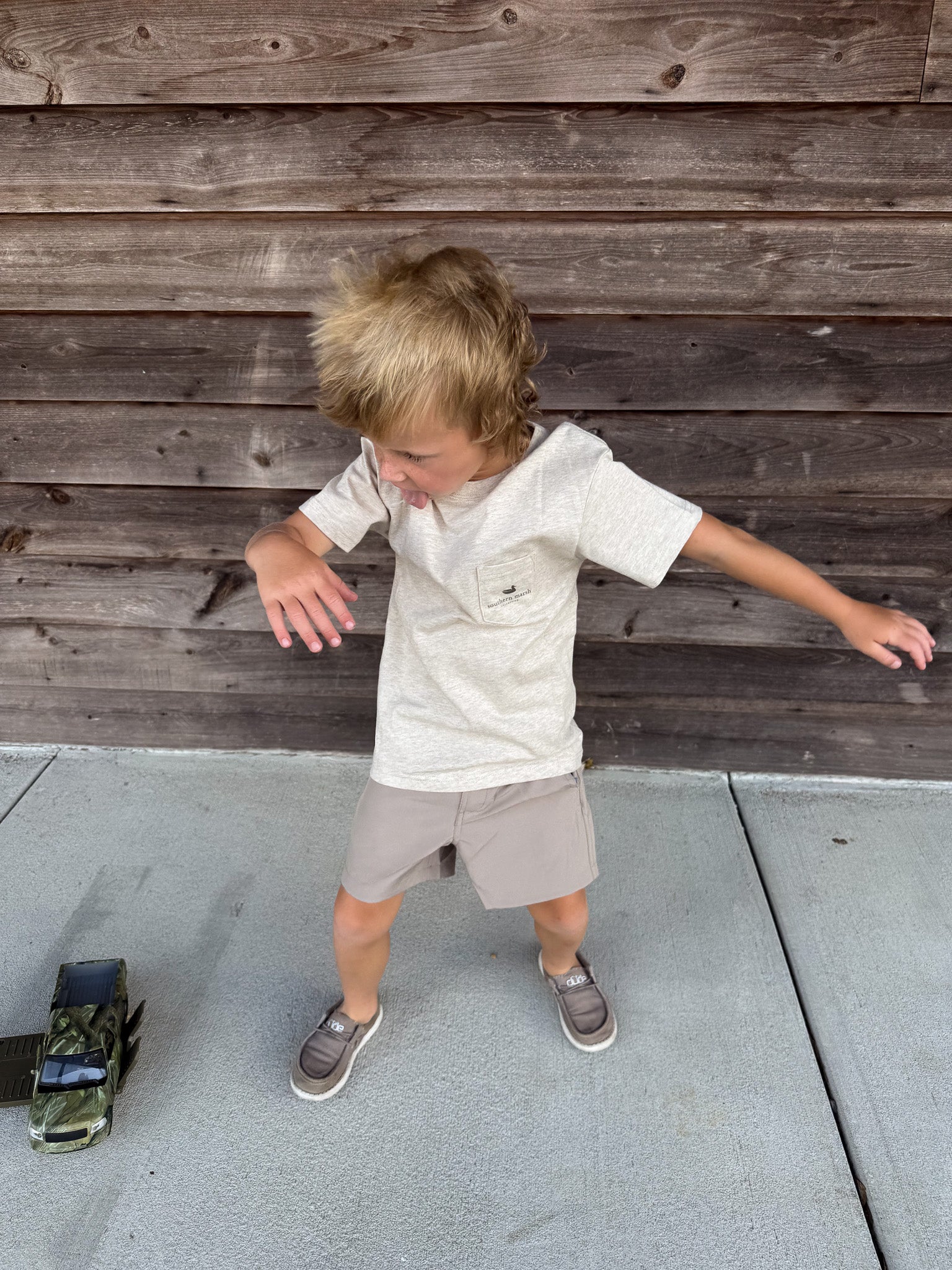 Youth Southern Marsh Vintage Camo Duck Decoy T-Shirt in Washed Oatmeal