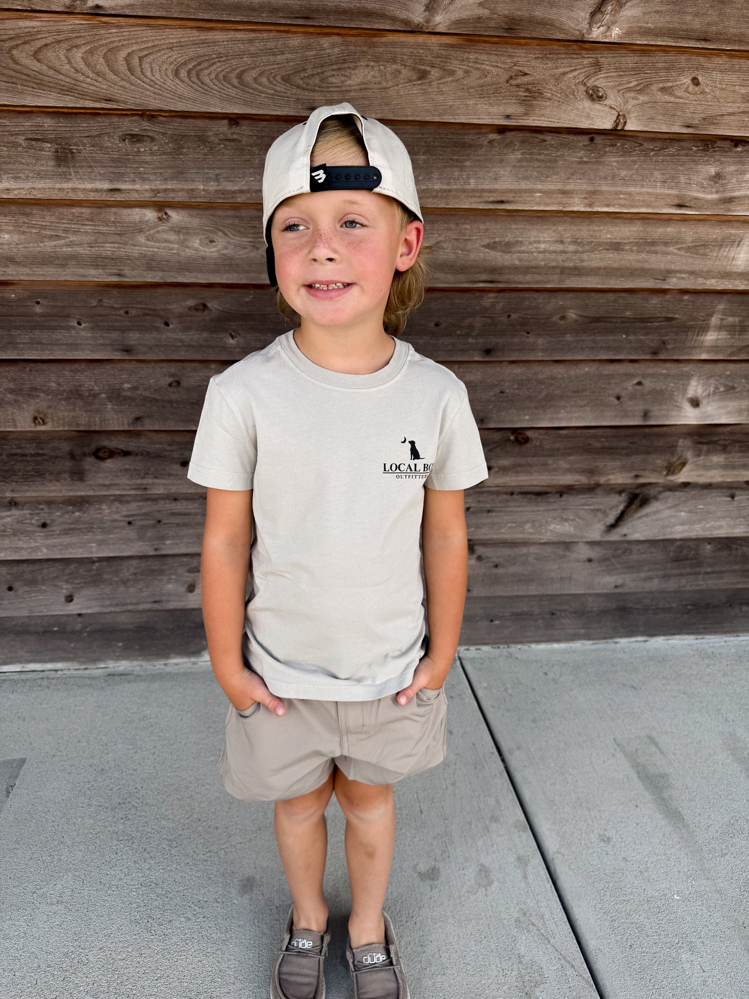 Youth Local Boy Autumn Duck Camo Dog & Moon T-Shirt in Silver