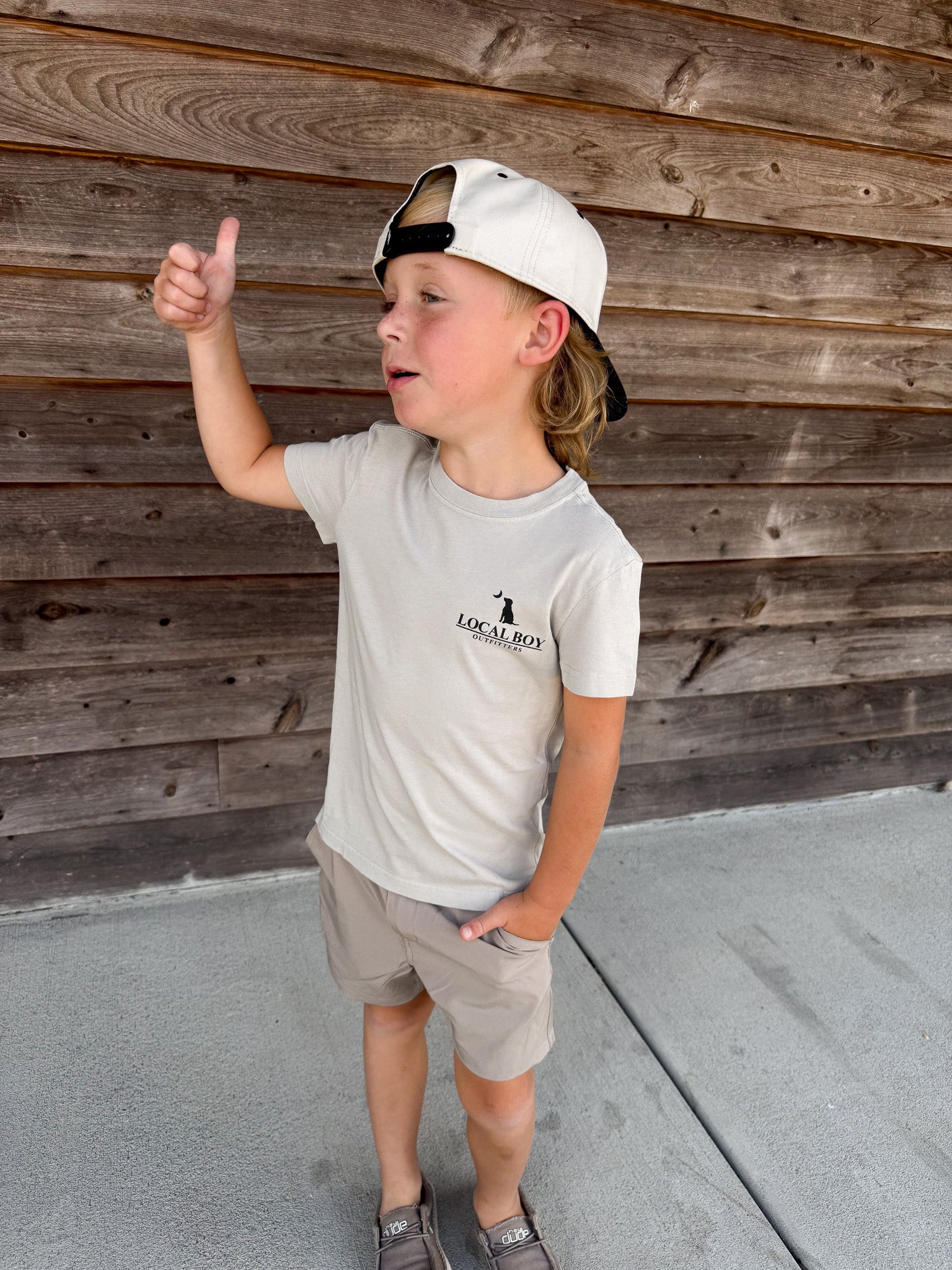 Youth Local Boy Autumn Duck Camo Dog & Moon T-Shirt in Silver