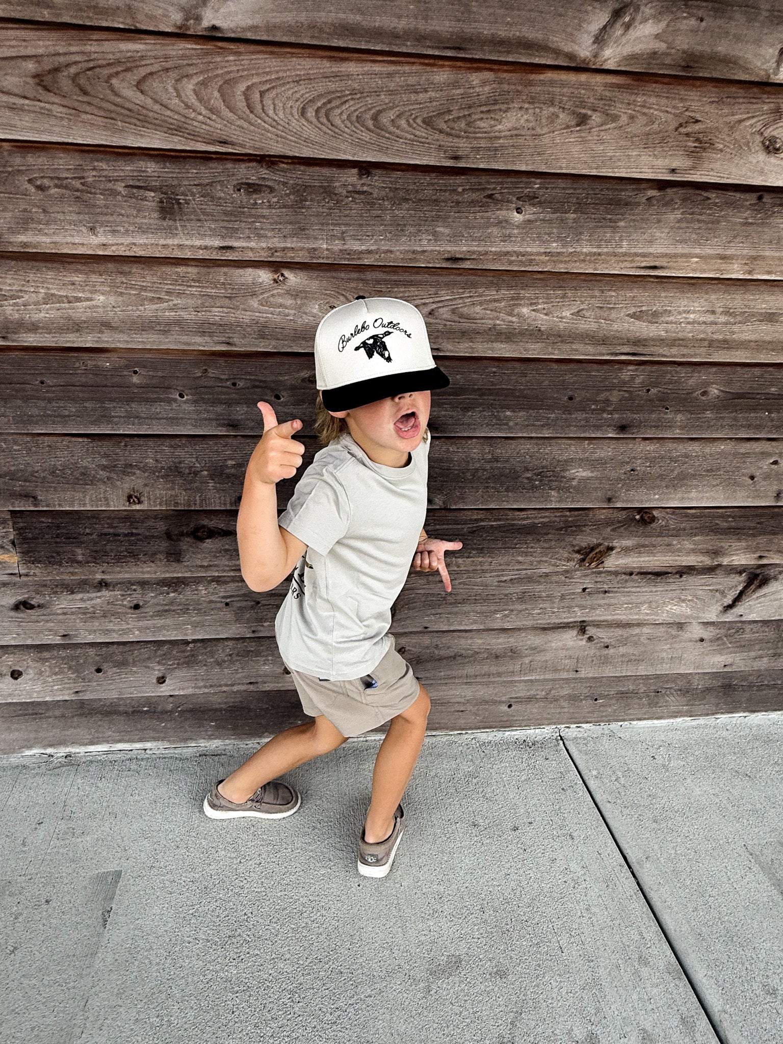 Youth Local Boy Autumn Duck Camo Dog & Moon T-Shirt in Silver