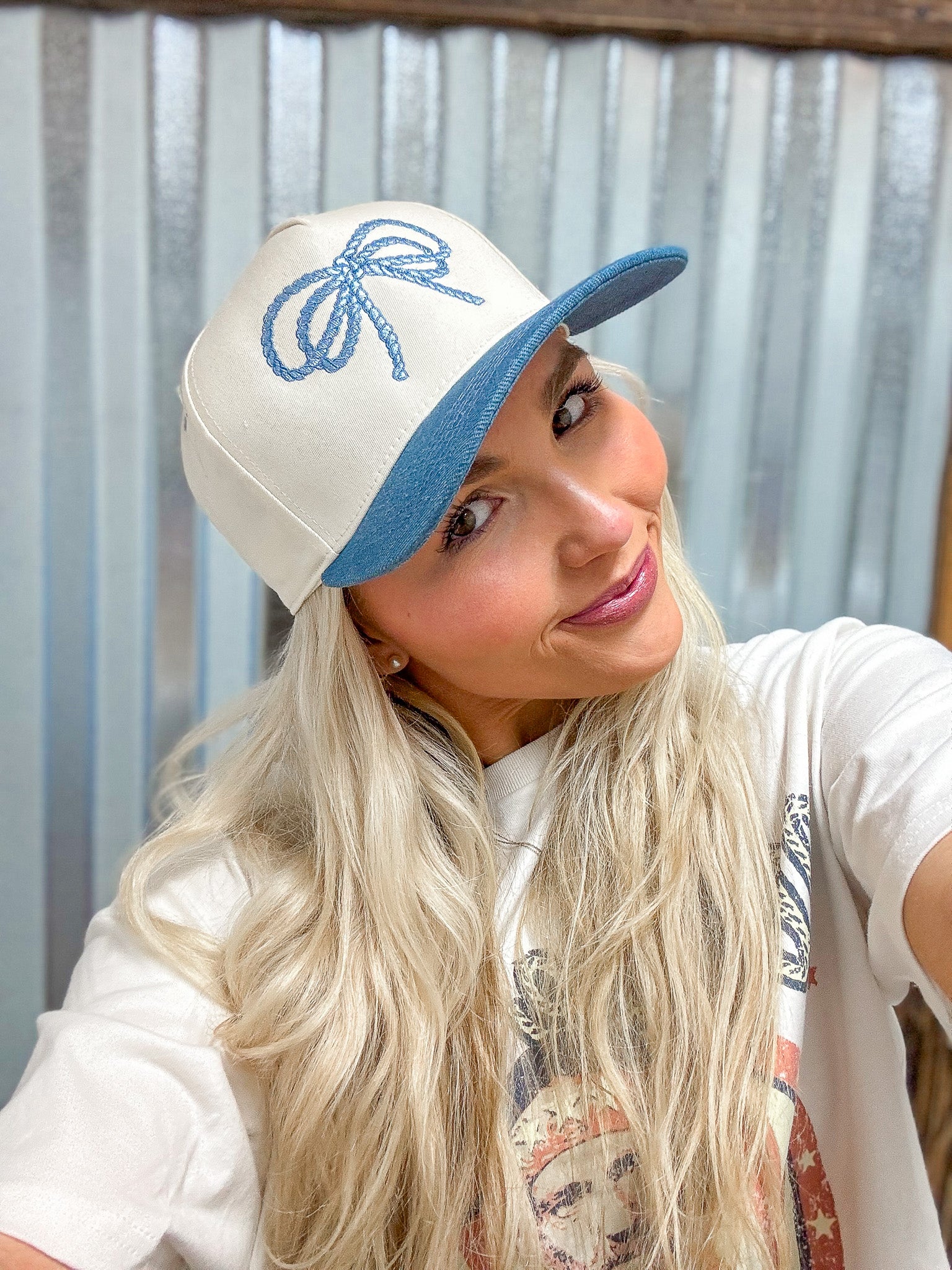 Lasso Rope Bow Denim Cap