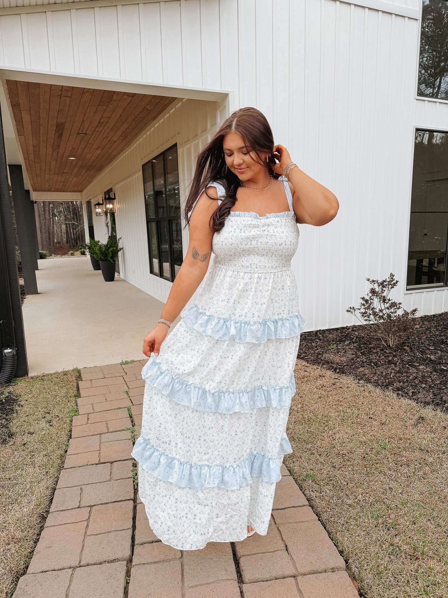 Ditsy Smocked Midi Dress