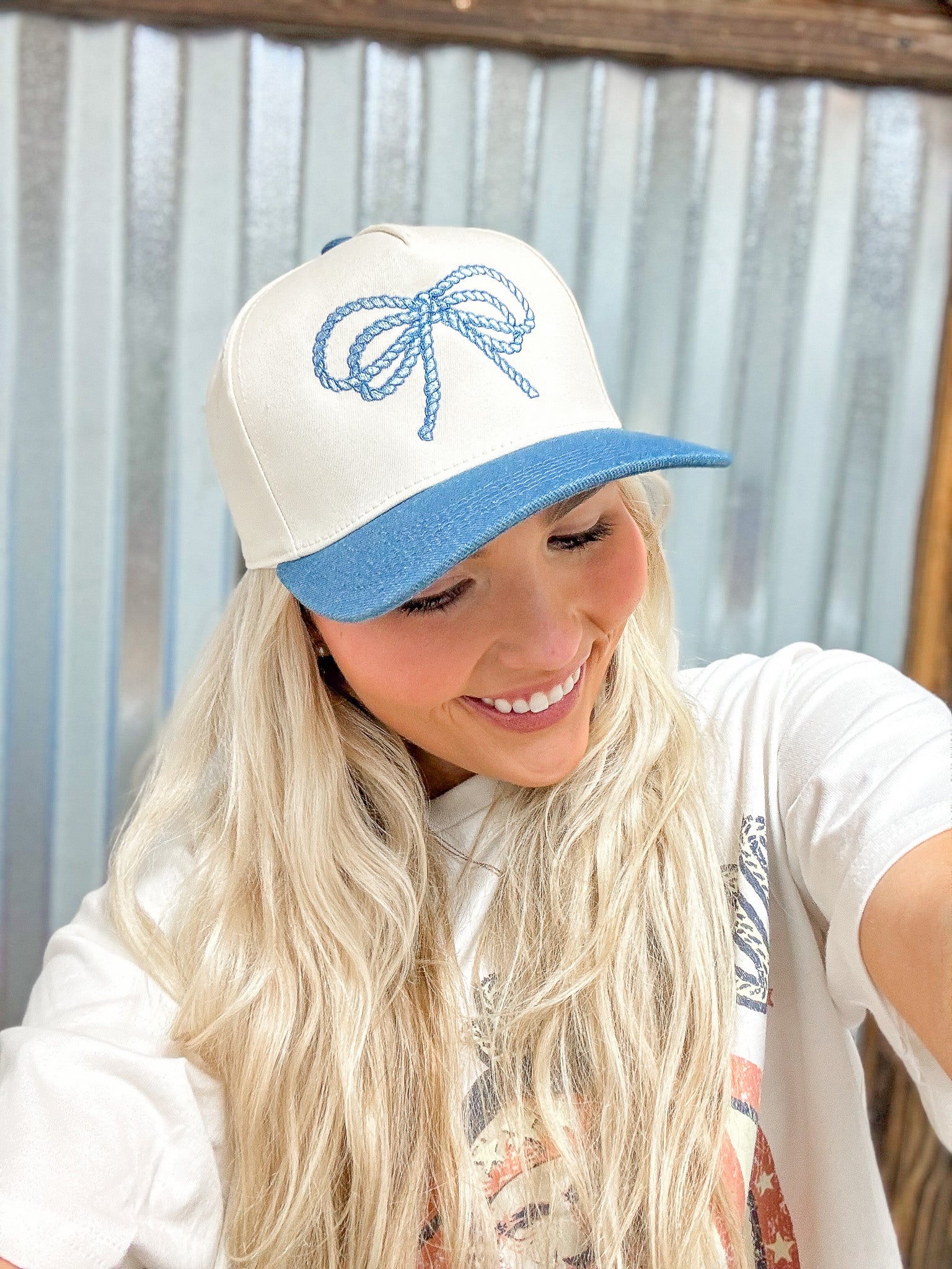 Lasso Rope Bow Denim Cap