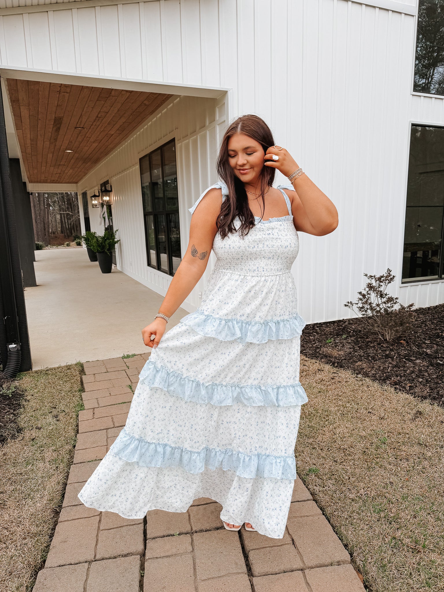 Ditsy Smocked Midi Dress