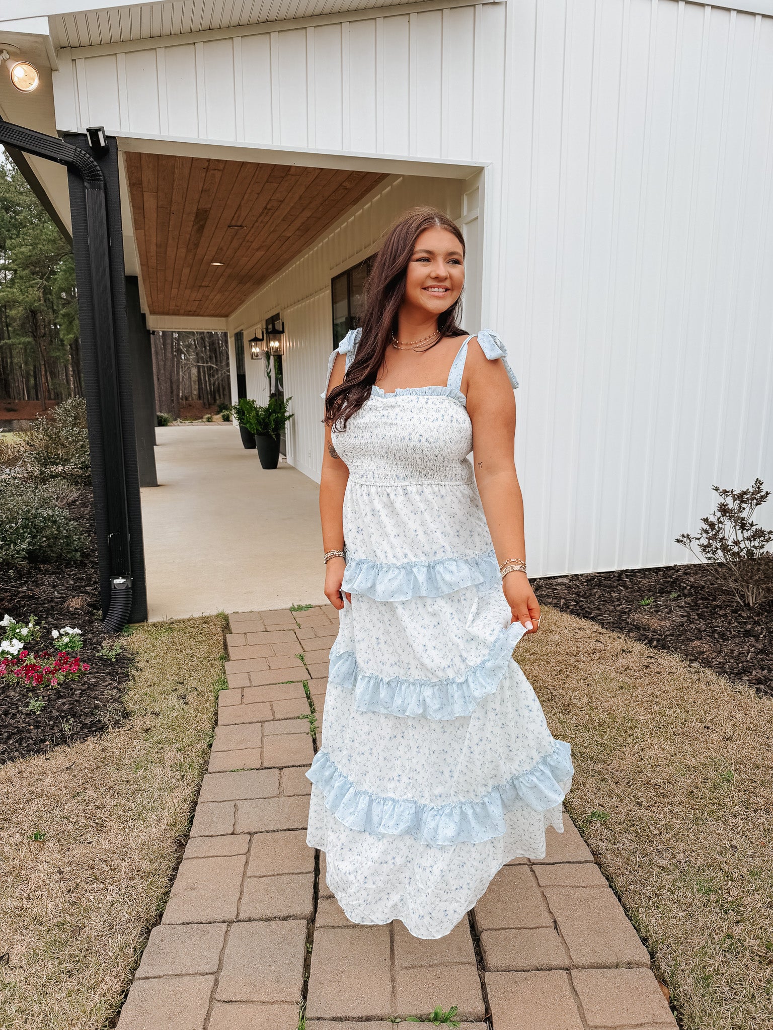 Ditsy Smocked Midi Dress