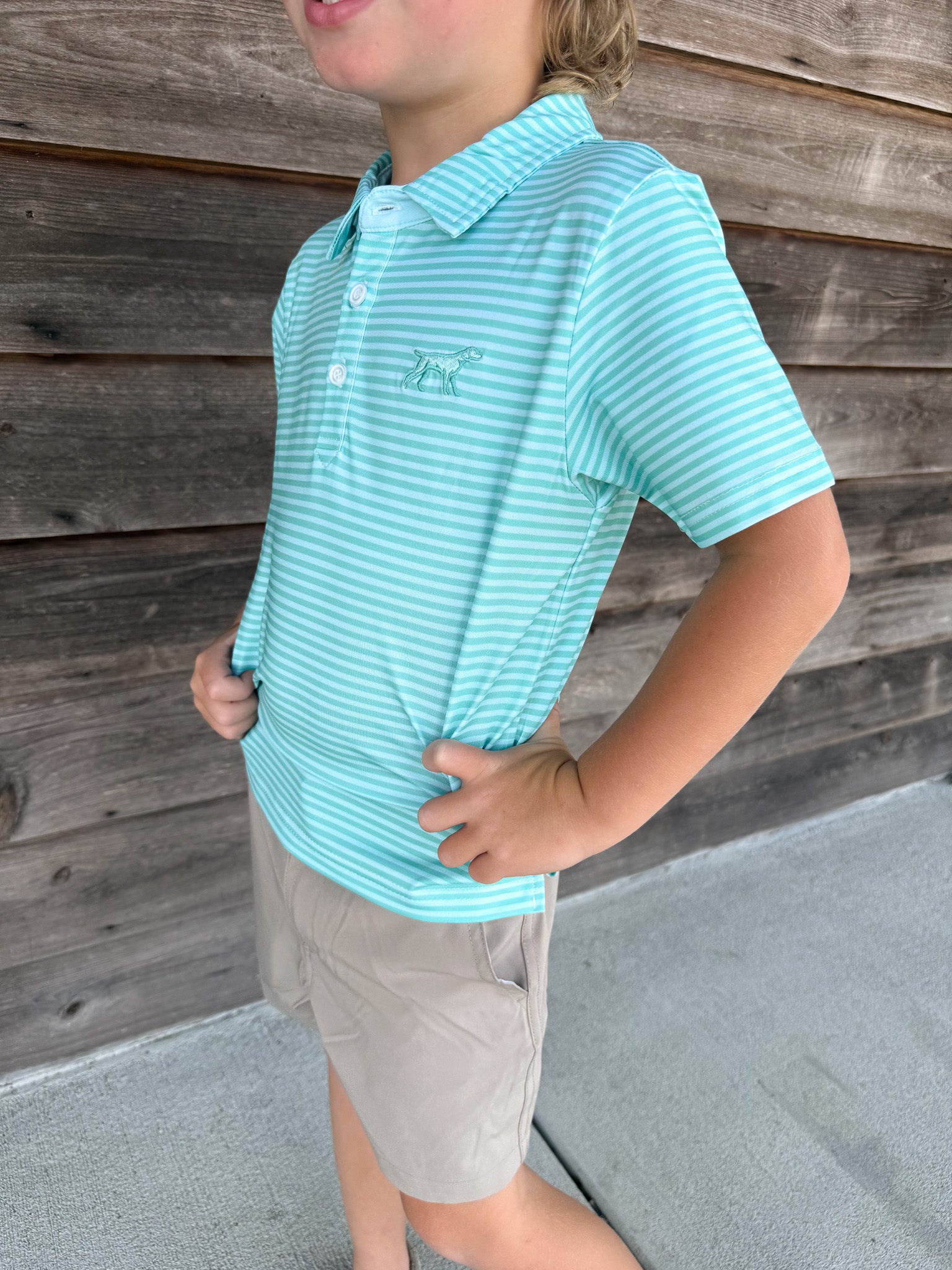 Youth Fieldstone Signature Performance Polo in Seafoam