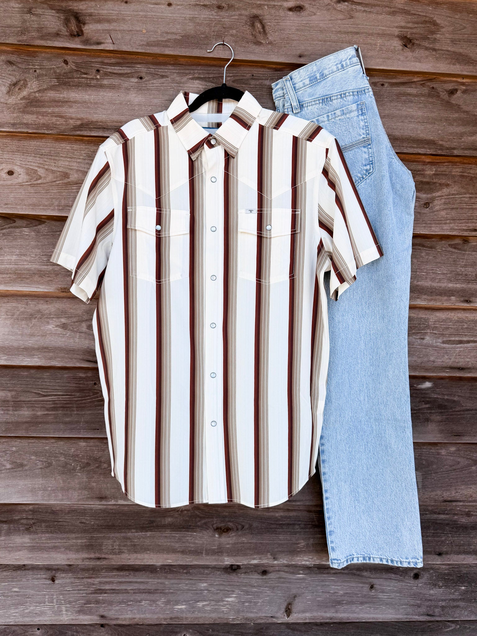 Ferrell The Tristan in Brown - Short Sleeve Snap Shirt
