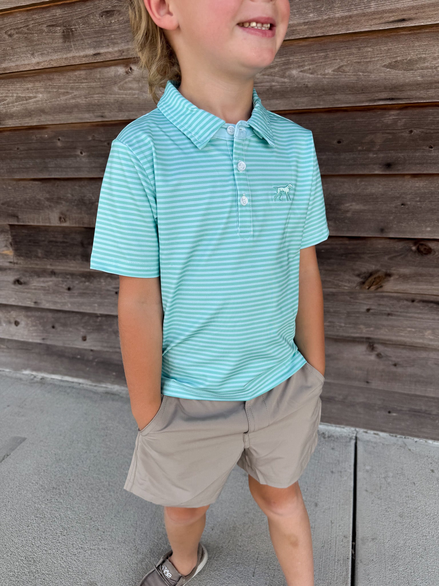 Youth Fieldstone Signature Performance Polo in Seafoam