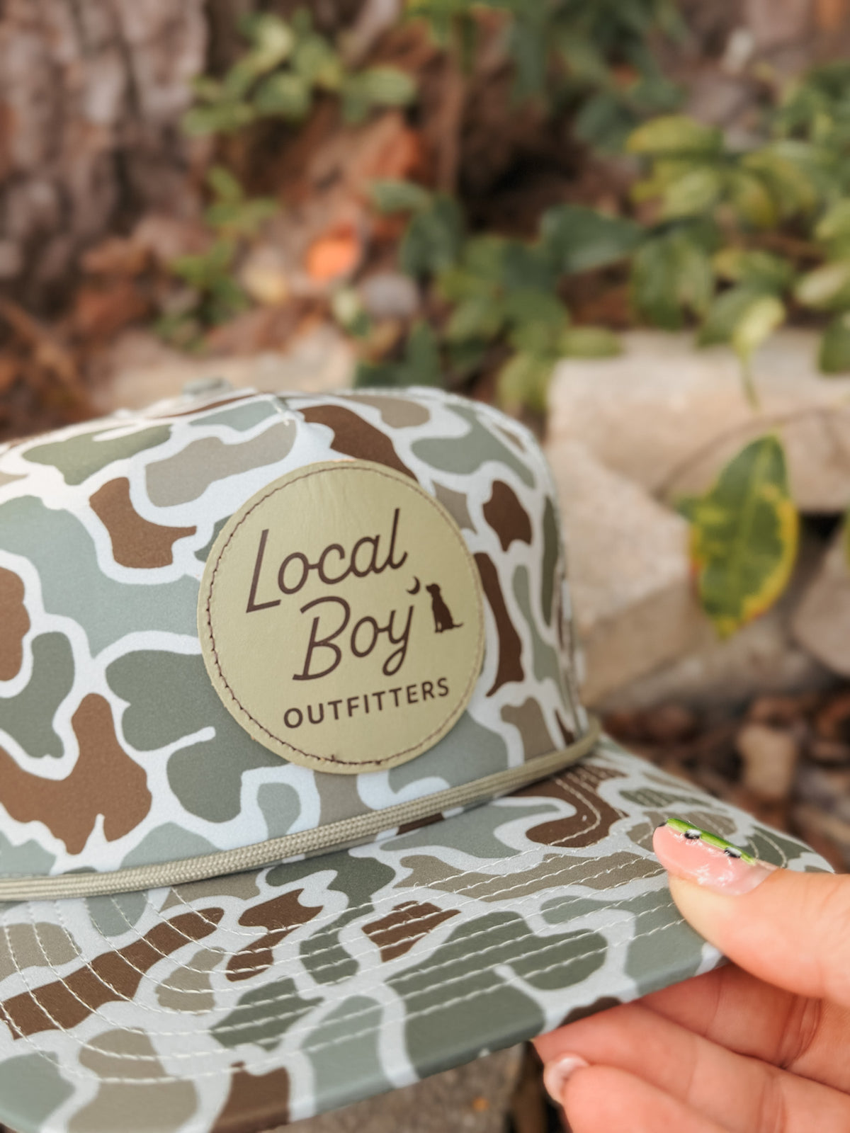Local Boy | Modern Patch Perforated Rope Hat in Localflage Forest