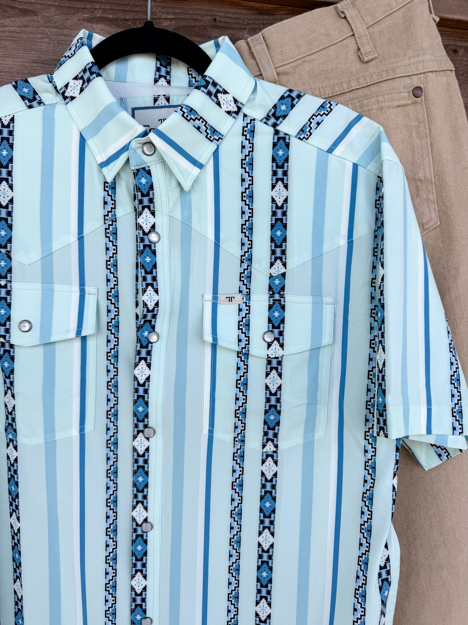 Ferrell The Post in Blue - Short Sleeve Snap Shirt