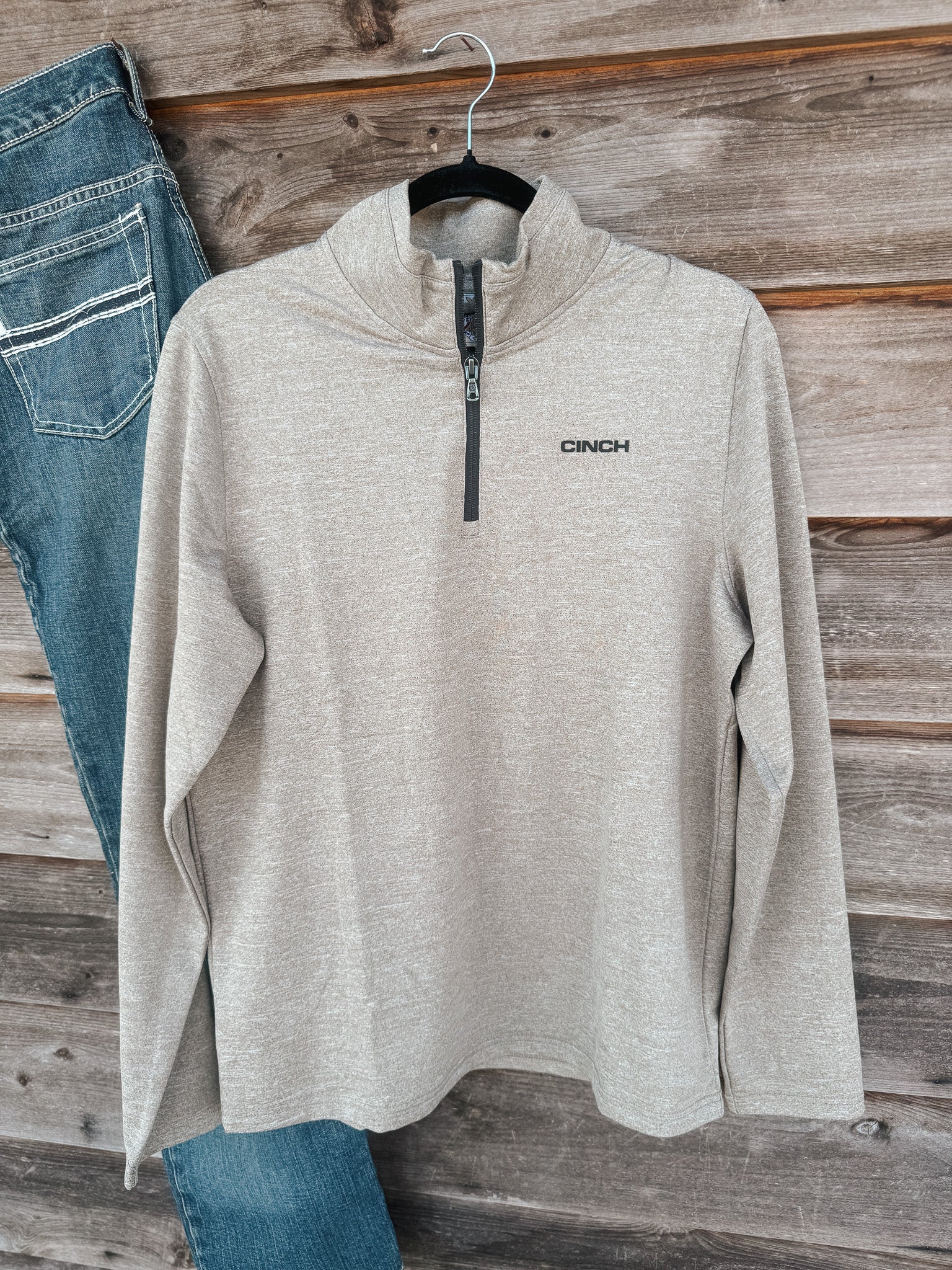 Men's Cinch Stone Brown Quarter Zip Pullover