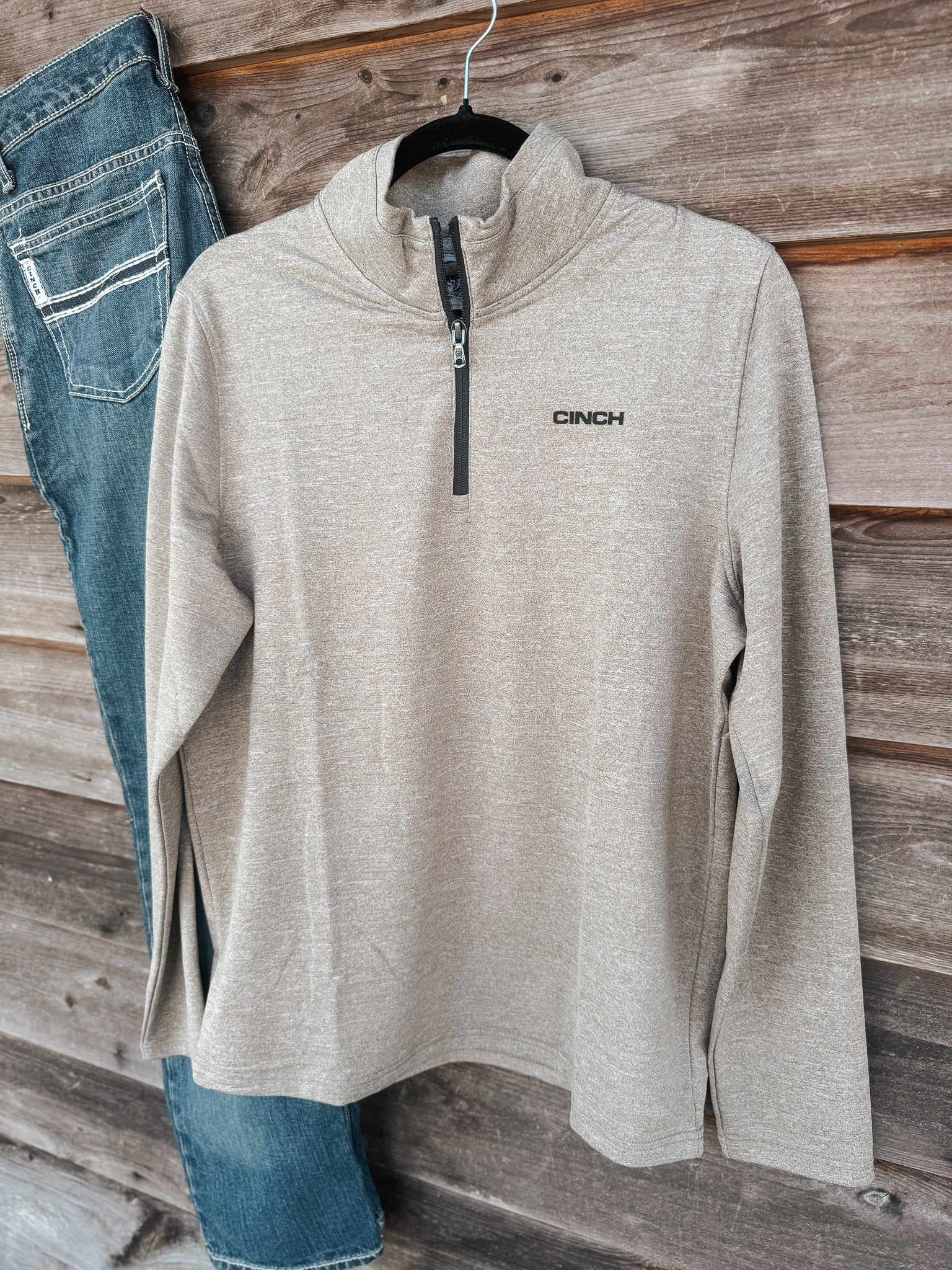 Men's Cinch Stone Brown Quarter Zip Pullover