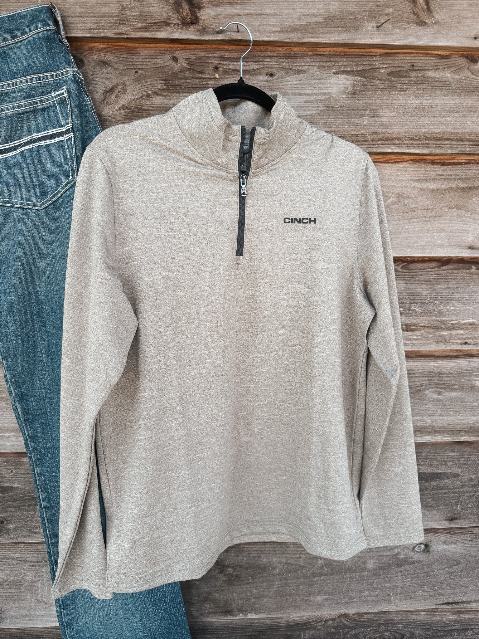 Men's Cinch Stone Brown Quarter Zip Pullover