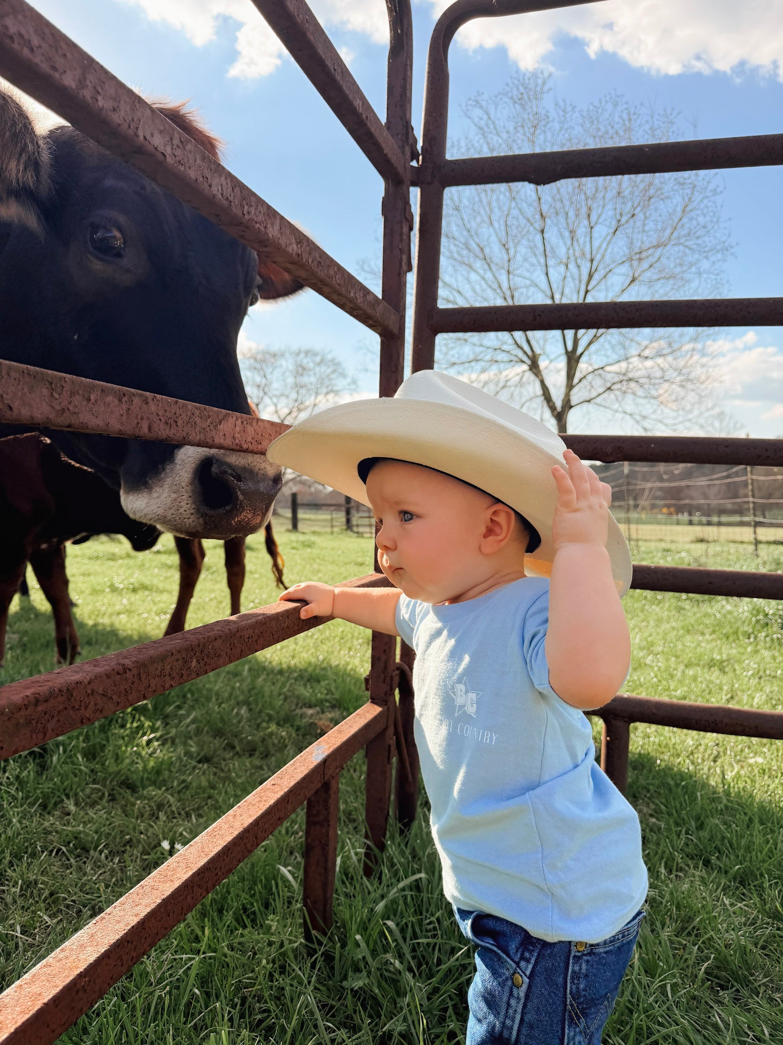Youth Boot Country Tee in Blue