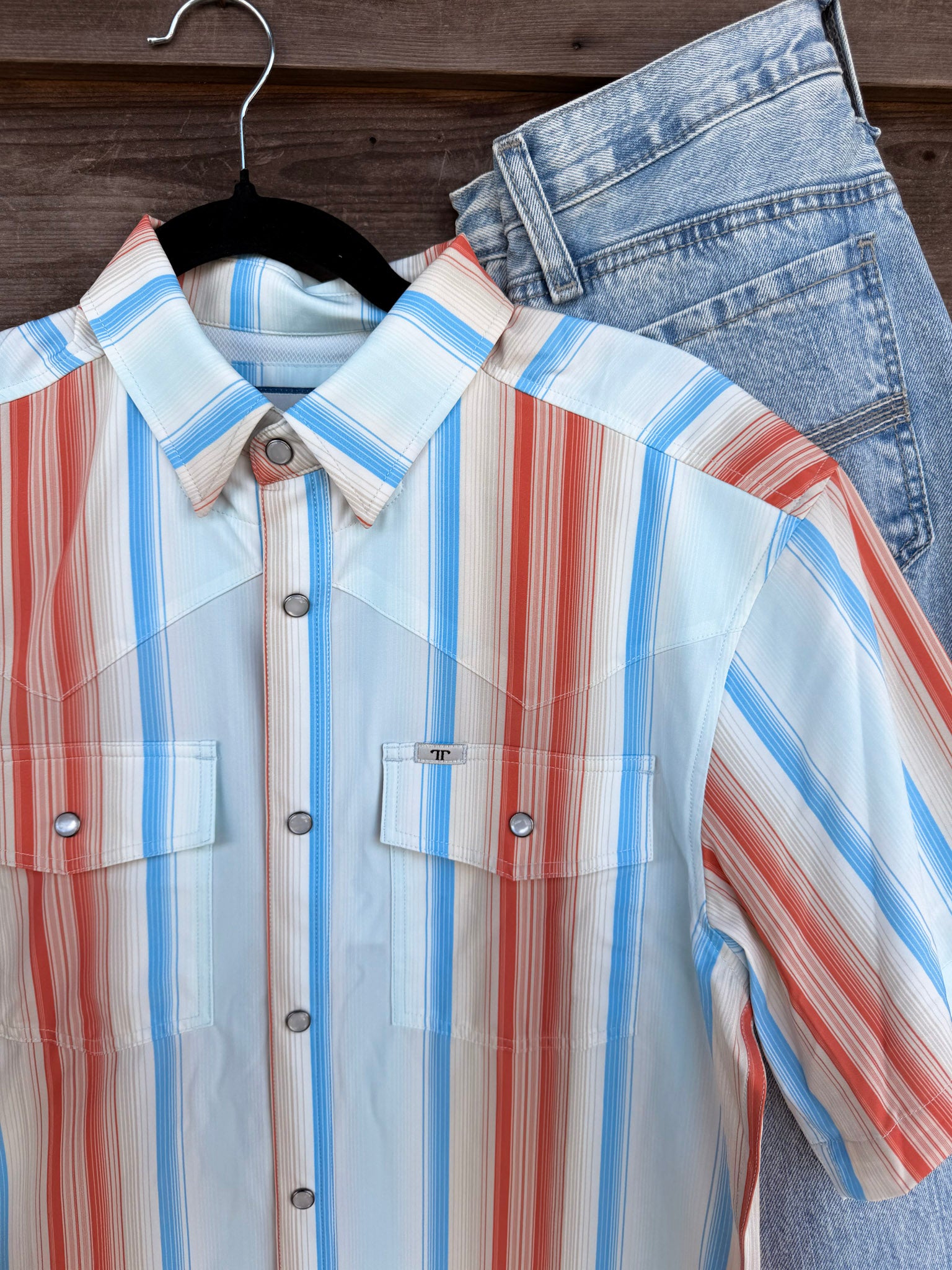 Ferrell The Harrison in Salmon - Short Sleeve Snap Shirt
