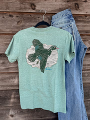 Men's Drake Wood Duck Flight T-Shirt in Dark Ivy Light Heather