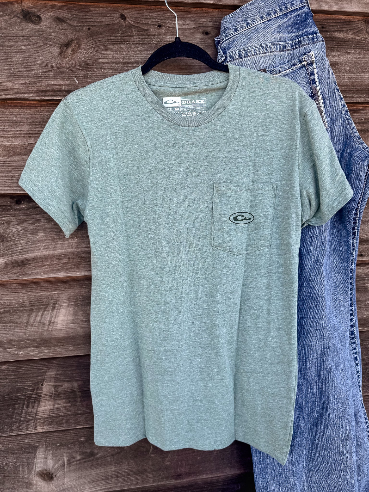 Men's Drake Wood Duck Flight T-Shirt in Dark Ivy Light Heather