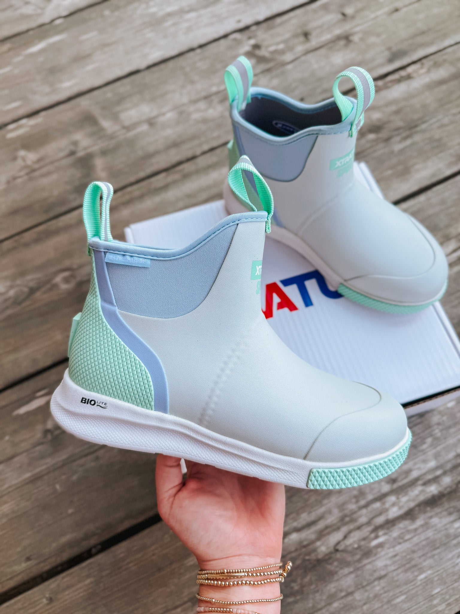 Women's Xtratuf 6 in Ankle Deck Boot Sport in Cloud Multi