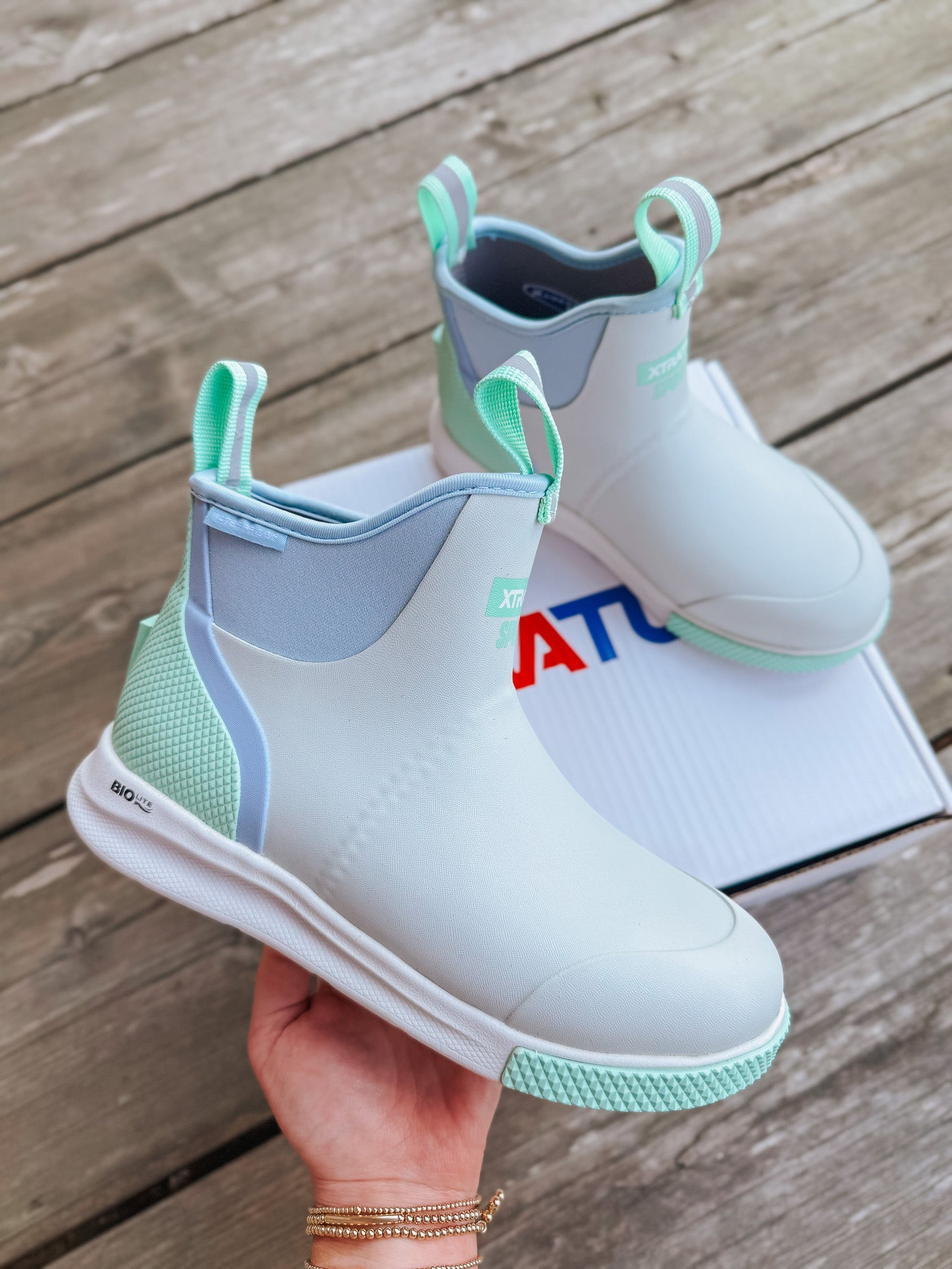 Women's Xtratuf 6 in Ankle Deck Boot Sport in Cloud Multi