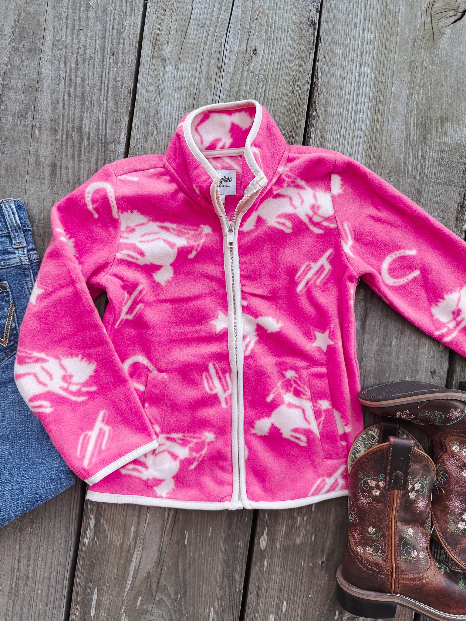 Youth Wrangler Icon Pink Fleece Jacket