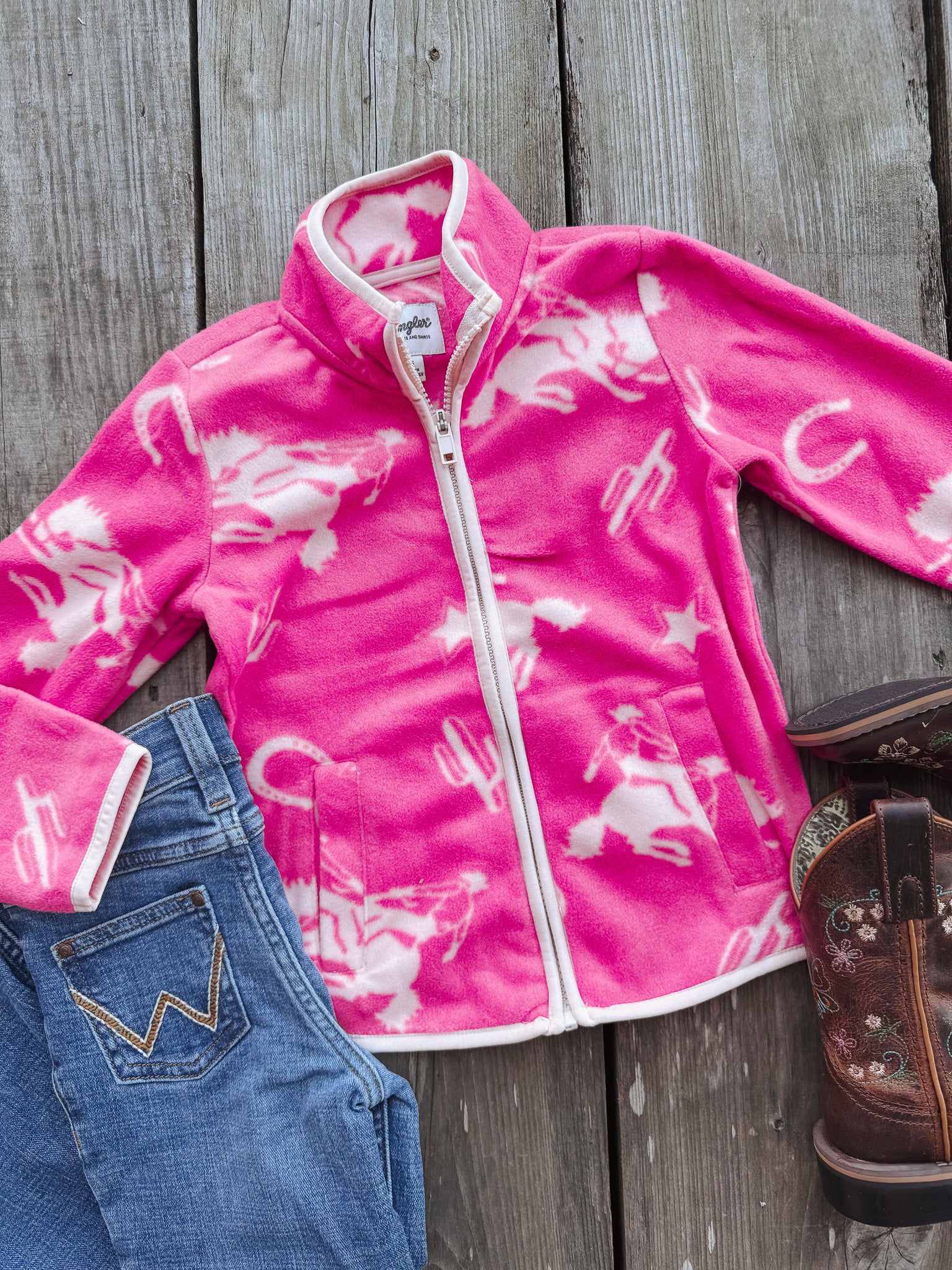 Youth Wrangler Icon Pink Fleece Jacket